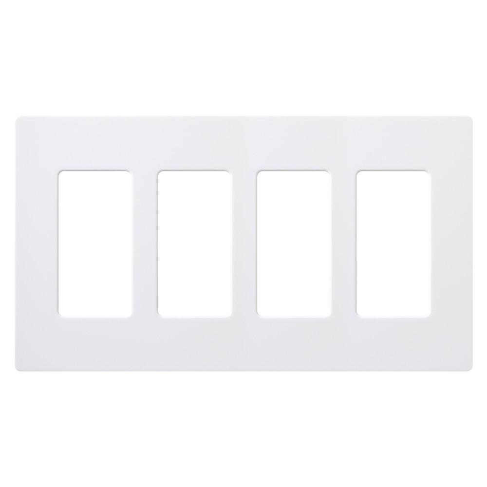 Lutron Lutron Claro 4 Gang Decorator/Rocker Wallplate, Gloss, White (12-Pack) | CW-4-WH