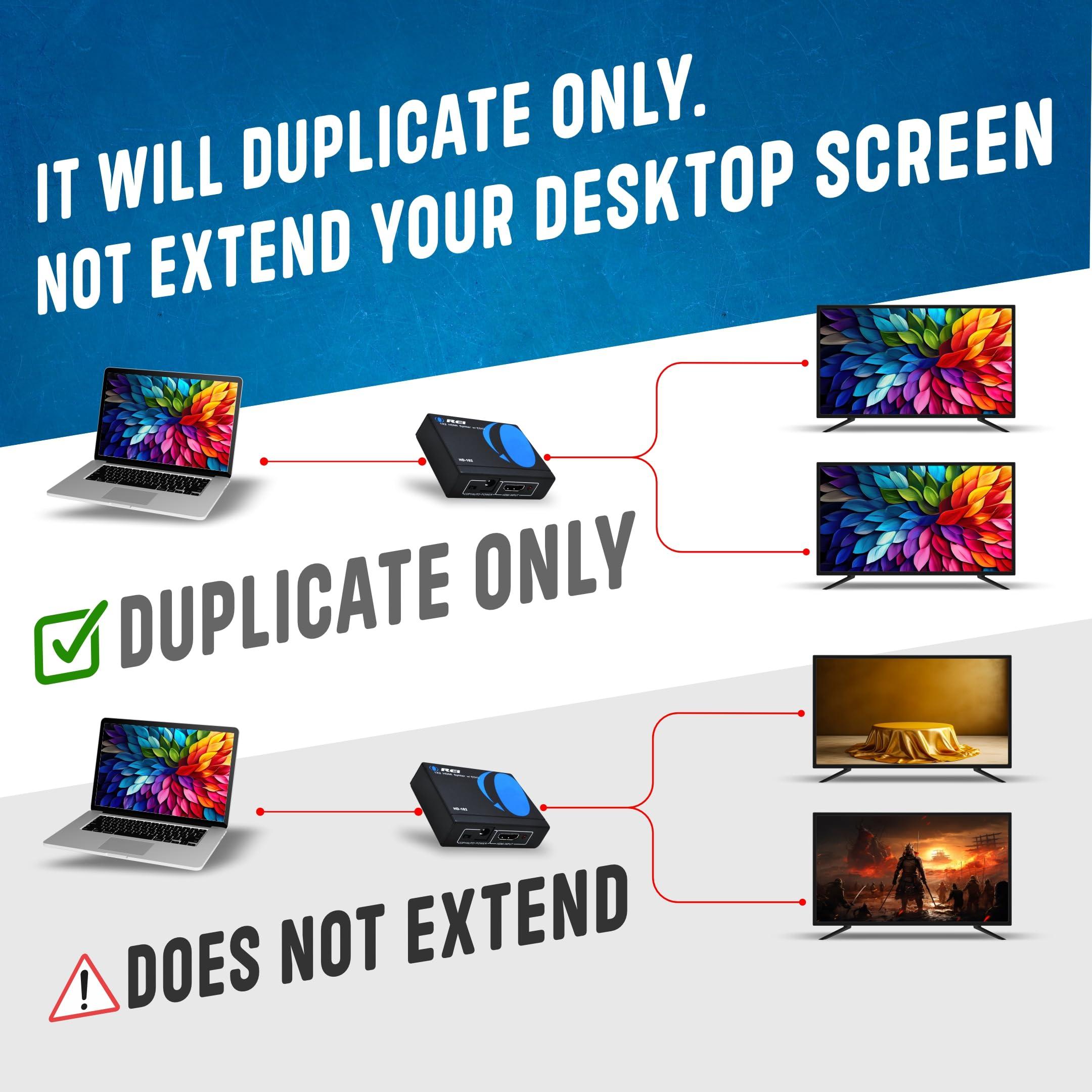 OREI OREI HD-102 1x2 HDMI Splitter Bundle with 2-Pack 6 ft HDMI Cable - Ultra HD 4k@ 30 Hz - 1 Port to 2 HDMI Display Duplicate/Mirror