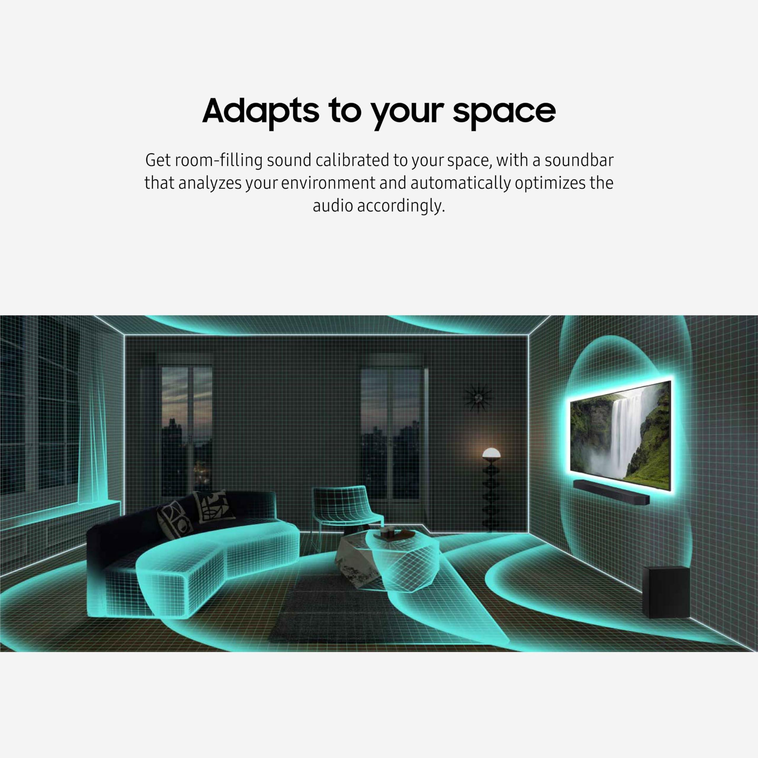 SAMSUNG Samsung QS730D 3.1.2ch Soundbar w/Wireless Dolby Atmos Audio, Q-Symphony, SpaceFit Sound Pro, Adaptive Sound, Game Mode Pro, Black (Renewed)