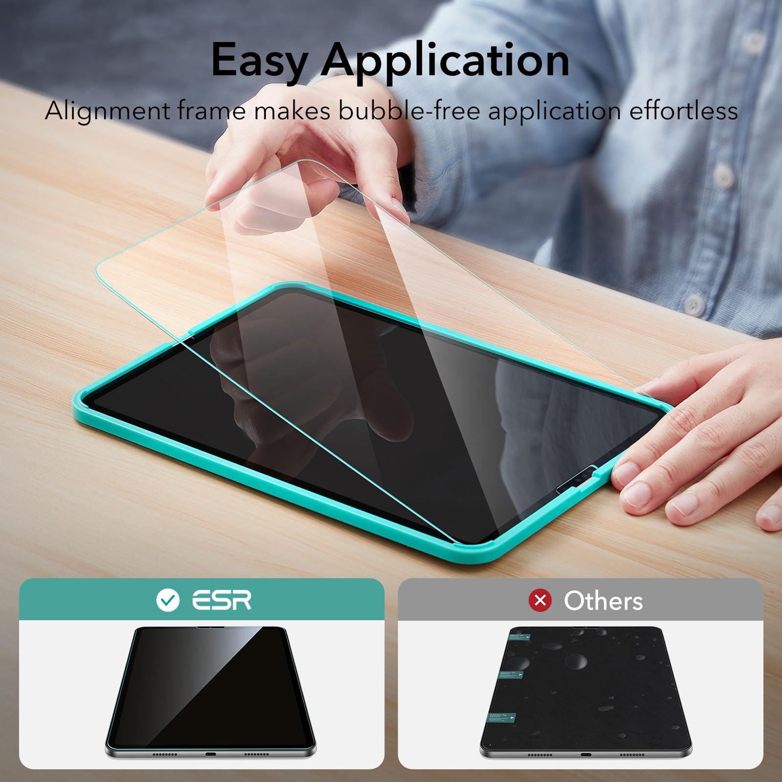 ESR ESR 2 Pack Screen Protector for iPad Pro 12.9 (2022/2021/2020/2018, 6th/5th/4th/3rd Generation), Tempered-Glass Film with Alignment Frame, Anti-Scratch, Face ID & Apple Pencil Compatible, HD Clarity