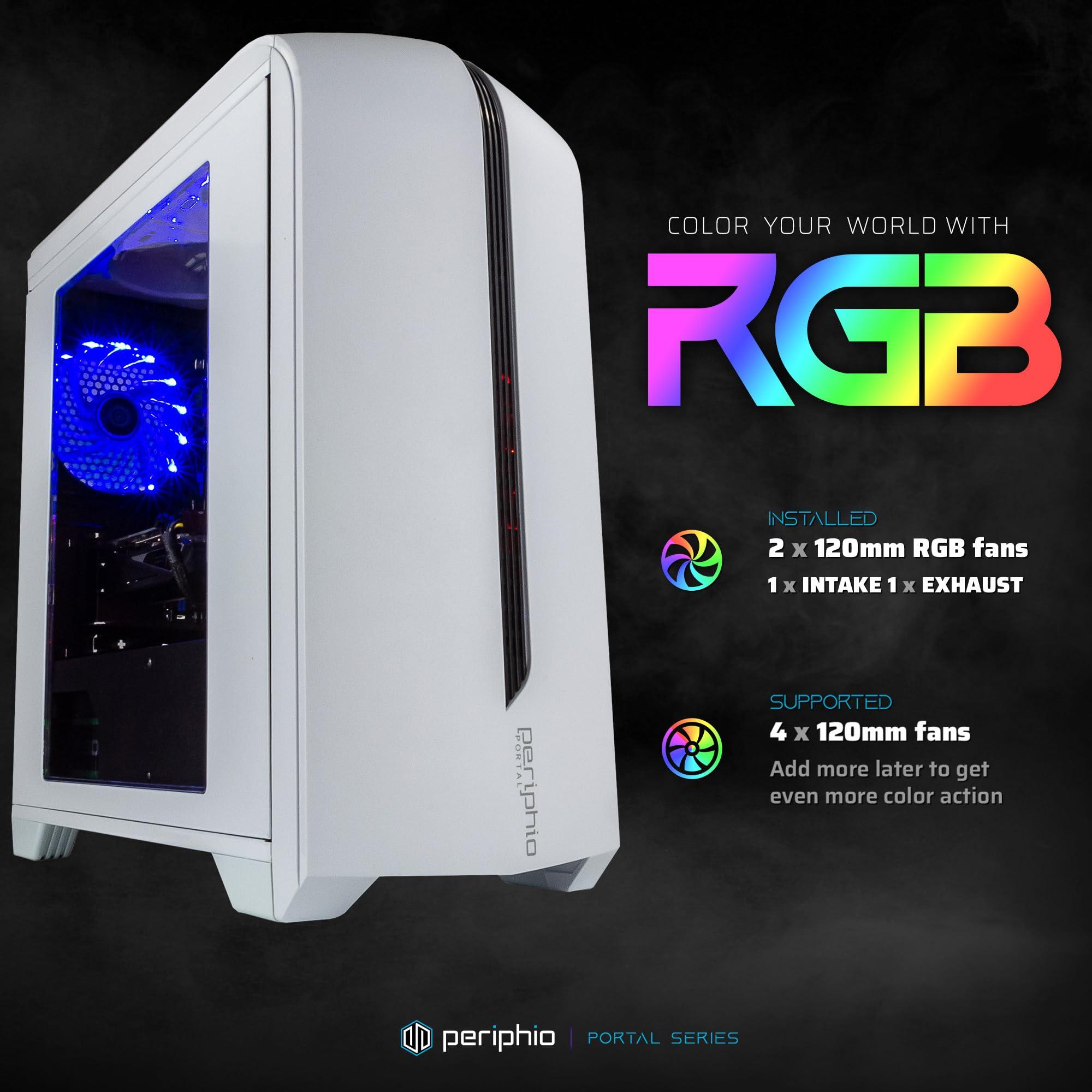 Periphio Periphio Warp Gaming PC Computer - AMD Ryzen 5 5600G | Radeon Vega 7 Graphics | 1TB Solid State (SSD) | 16GB DDR4 RAM | Windows 11 Gaming Desktop Tower | RGB Gaming Mouse + Keyboard