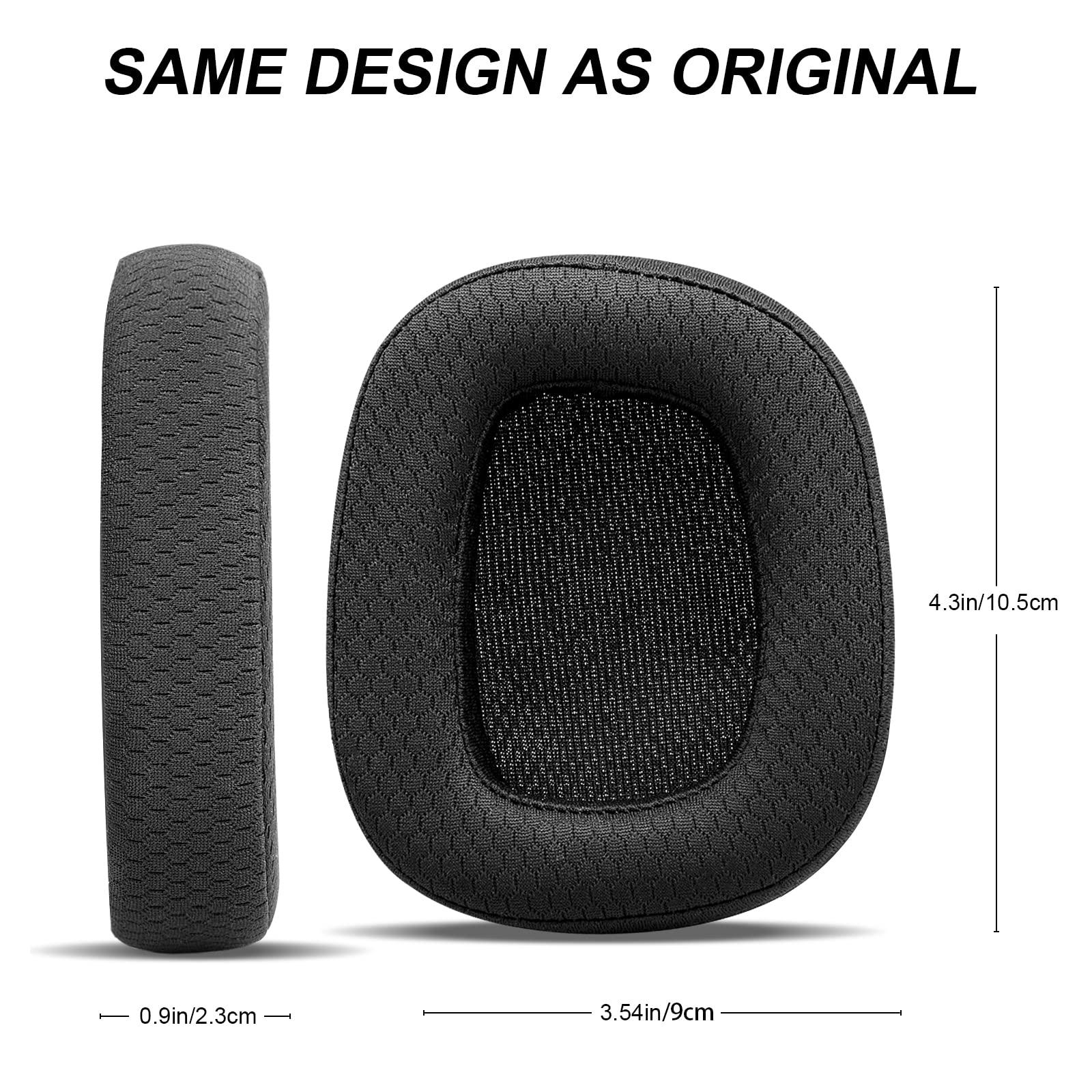 G GVOEARS Replacement Ear Pads for Logitech G533 G633 G935, GVOEARS Ear Cushions Compatible with Logitech G231, G433, G533, G633, G635, G933, G935 Headphones Premium Mesh Fabric Headset Ear Cups (Black)
