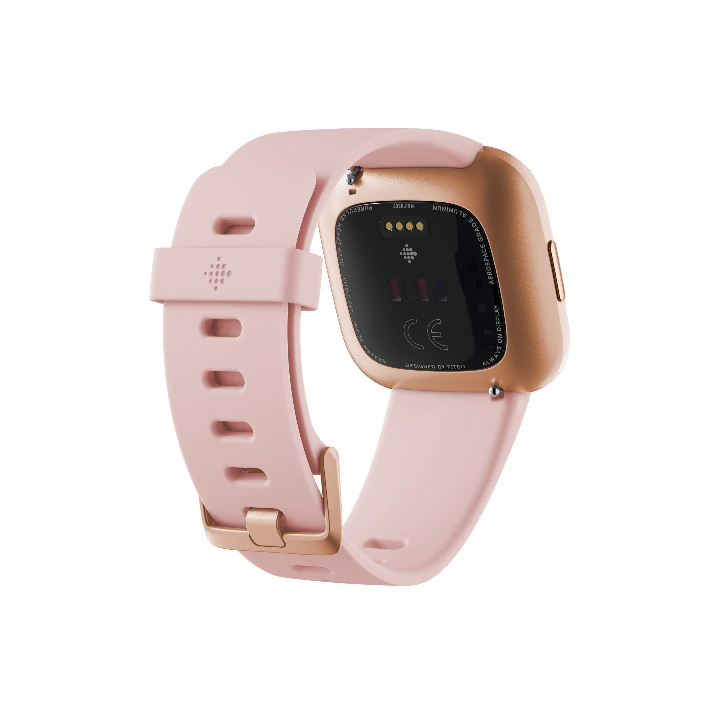 Fitbit Fitbit Versa 2 Health & Fitness Smartwatch with Heart Rate, Music, Alexa Built-in, Sleep & Swim Tracking, Petal/Copper Rose, One Size (S & L Bands Included) (Renewed)