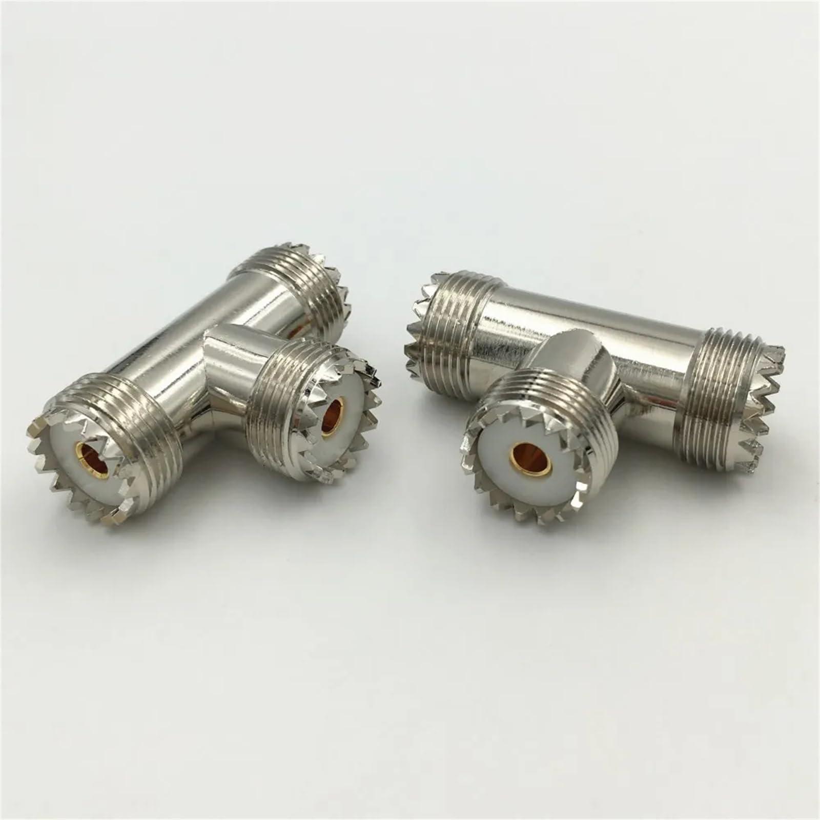 Zeatop Hendar Zeatop Hendar 2Pcs Brass SO239 UHF Female to Double UHF Female Splitter Triple M SO 239 3 Way T Female Coax Coaxial Cable Connector