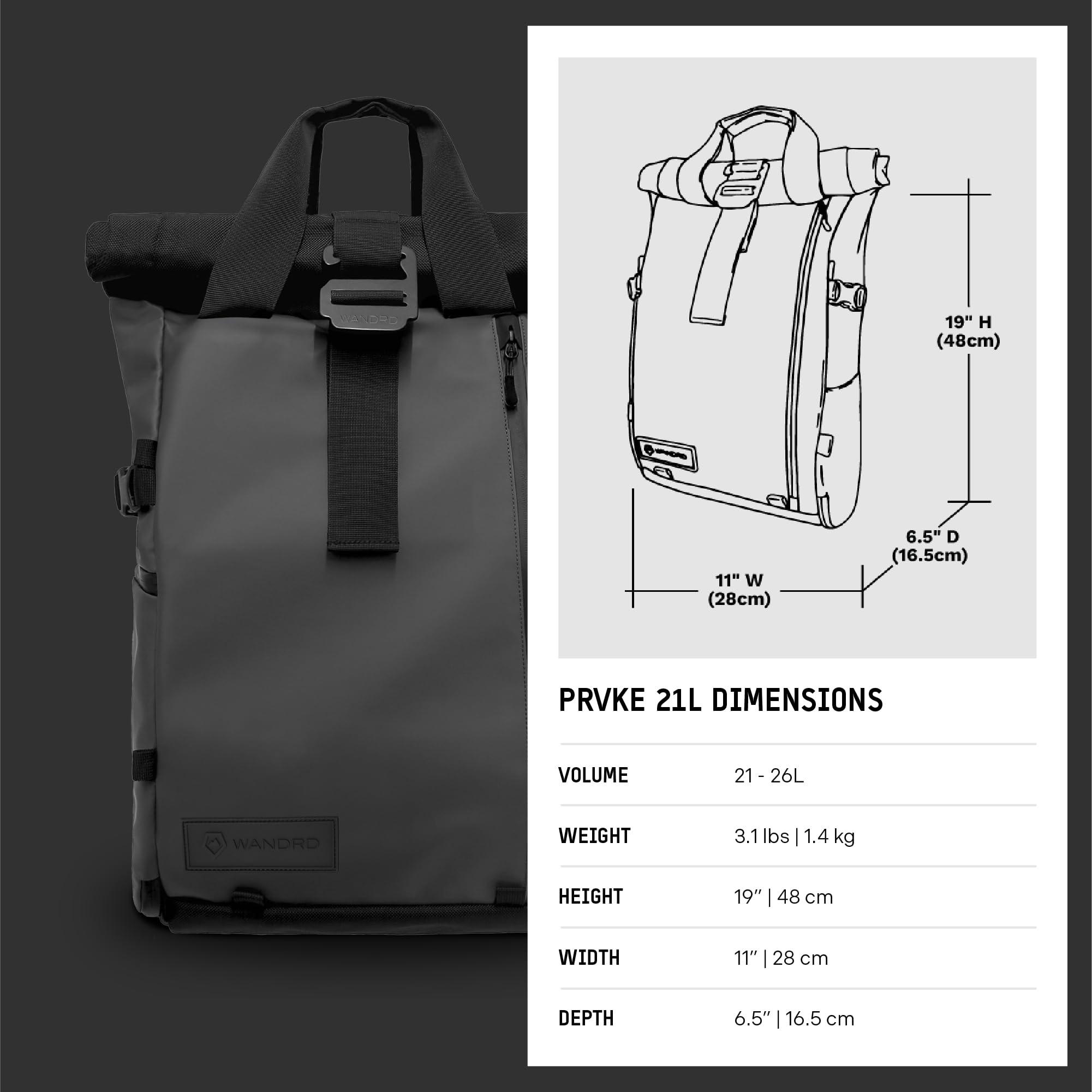 WANDRD WANDRD PRVKE 21L, V3 Backpack: Weather-Resistant Travel & Camera Backpack with Laptop Sleeve, Quick Side Access, Clamshell Opening Ideal Photography & Travel Bag (Black)