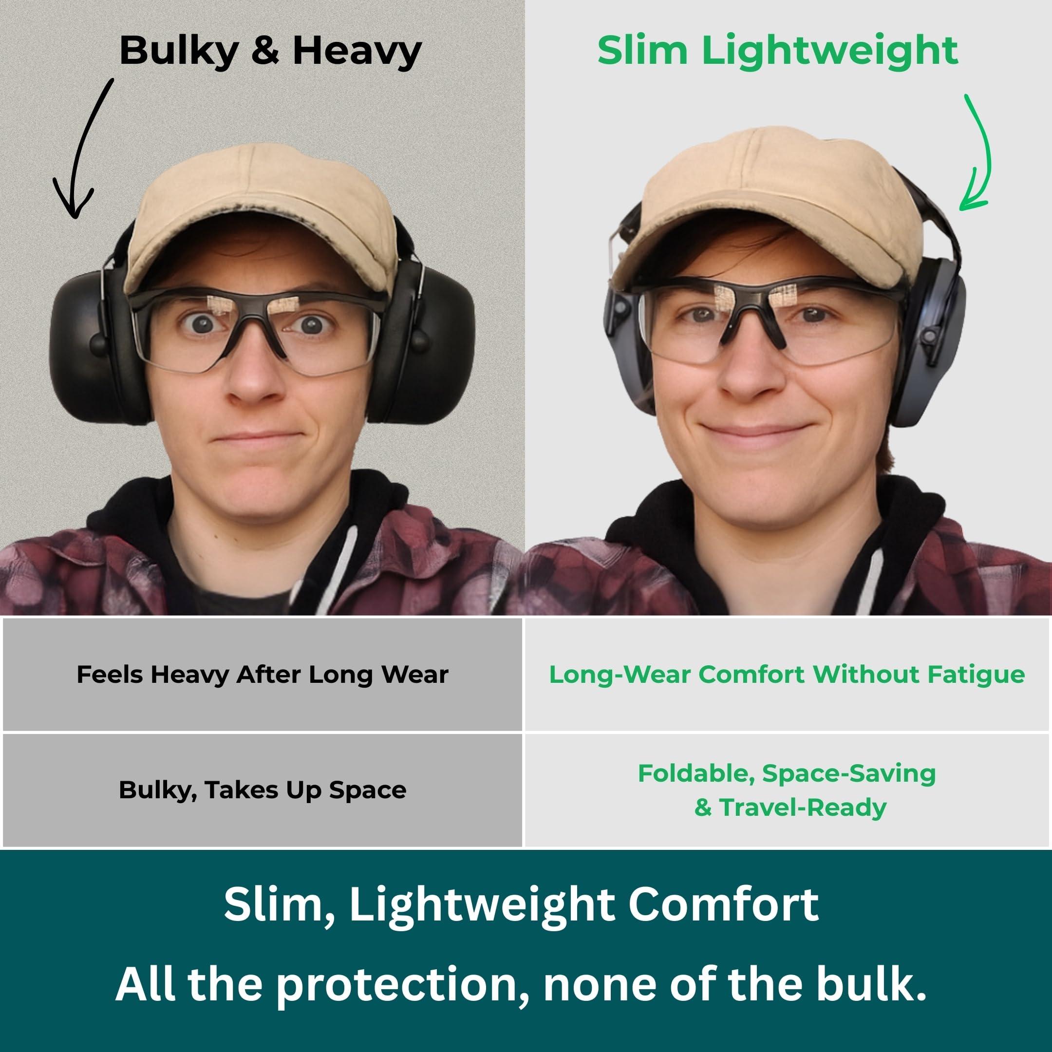 Pro For Sho Pro For Sho 34dB NRR Hearing Protection Ear Muffs - Highest NRR in Compact Design, Noise Cancelling Headphones for Adults and Kids, Sensory Autism Ear Protection for Shooting, Gun Range, Mowing, Work
