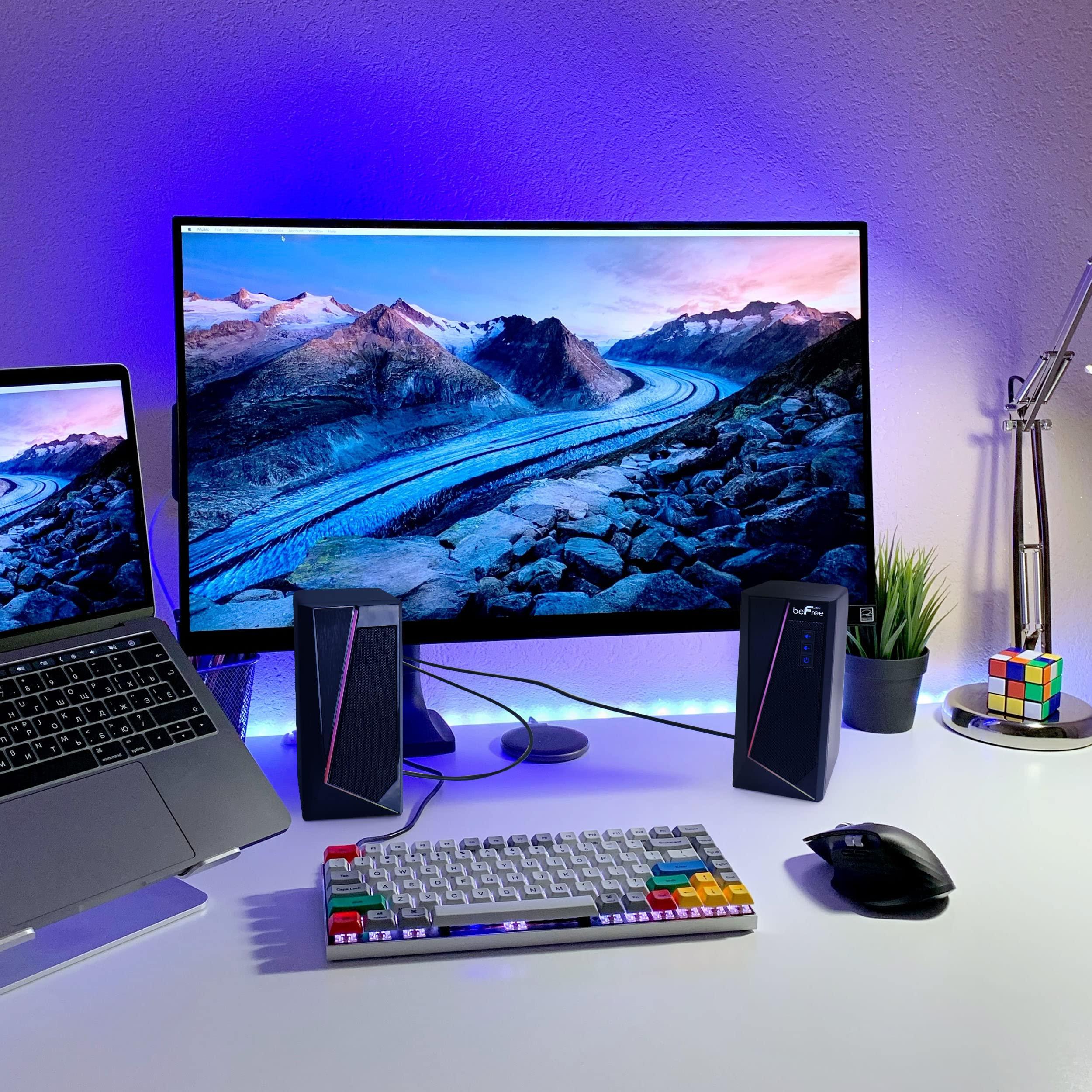 beFree Sound beFree Sound 2.0 Computer Gaming Speakers with LED RGB Lights, Black