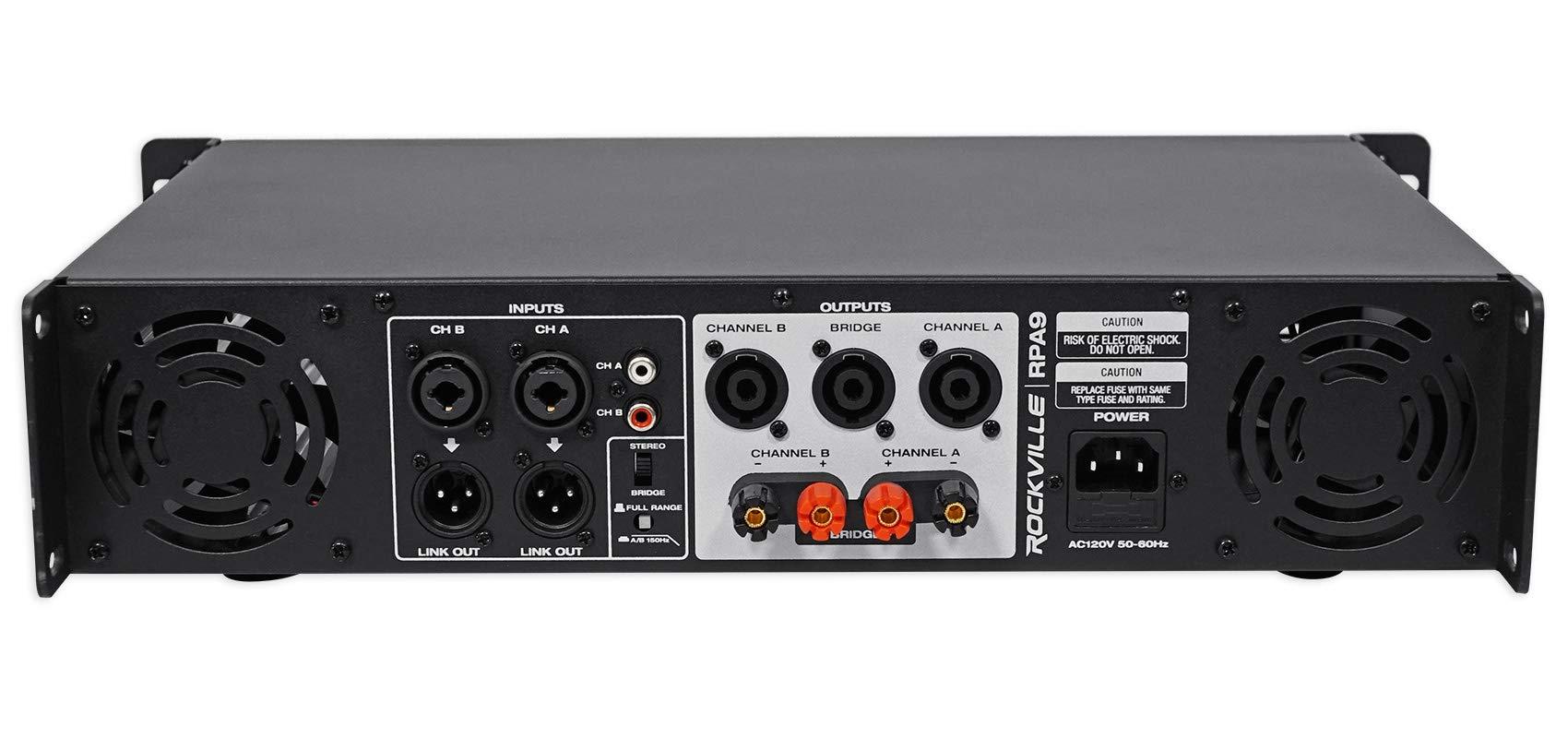 Rockville Rockville RPA9 3000W Peak / 800W RMS 2-Channel Power Amplifier, Rack Mountable - Perfect for Live Sound, Pro Audio, DJs