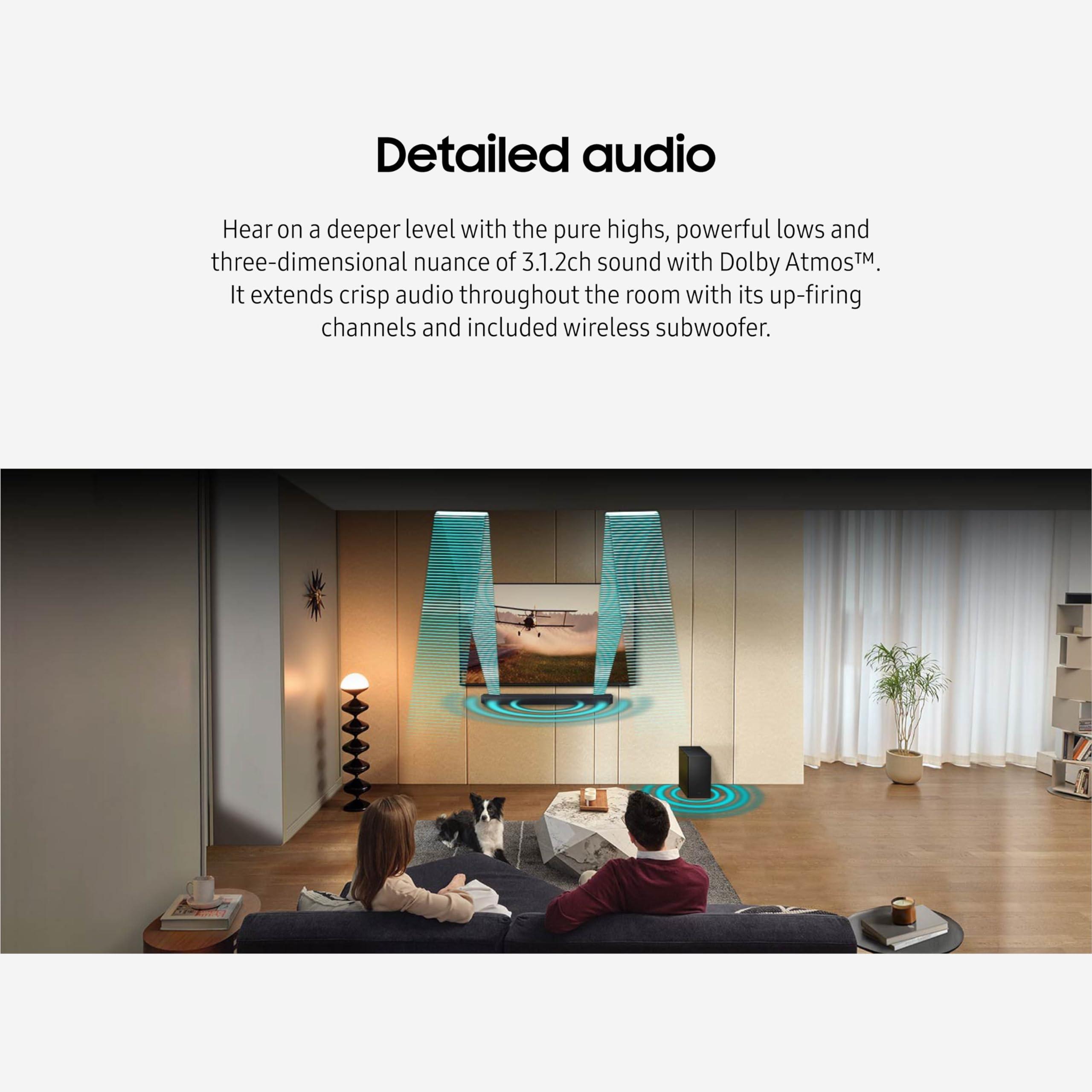 SAMSUNG SAMSUNG QS730D 3.1.2ch Soundbar w/Wireless Dolby Atmos Audio, Q-Symphony, SpaceFit Sound Pro, Adaptive Sound, Game Mode Pro, 8 Subwoofer Included, HW-QS730D/ZA