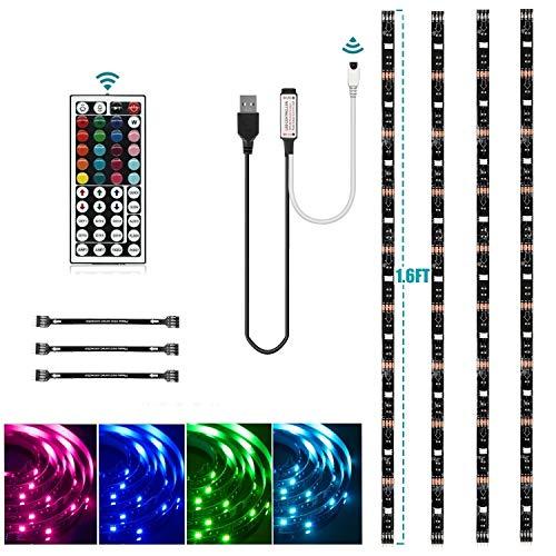 HOUHUI HOUHUI USB LED Strip Lights Kit, 4 Pre-Cut 1.64ft/6.56ft RGB LED Light Strips, Color Changing TV Backlights with Remote, RGB 5050 Bias Lighting for TV, PC, Monitor, Home Theater, DIY Decoration