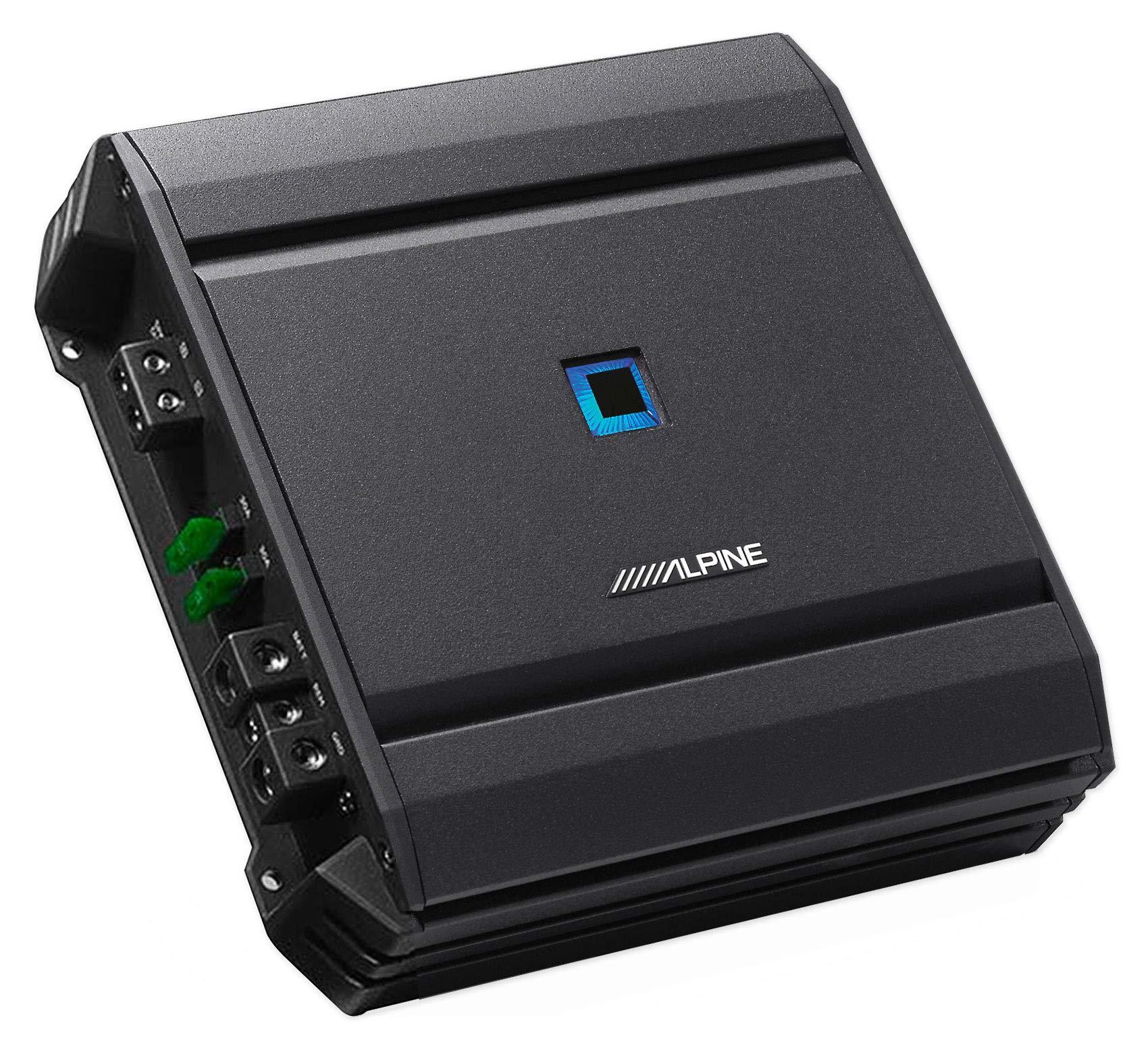 Alpine Alpine S-SB10V Loaded 10\" 600w S-W10D4 Sub Enclosure Box Bundle with ALPINE S-A60M 600 Watt RMS Mono Car Audio Amplifier Subwoofer Amp Class-D and Rockville RWK41 4 Gauge Car Amp Wiring Kit (3 Items)