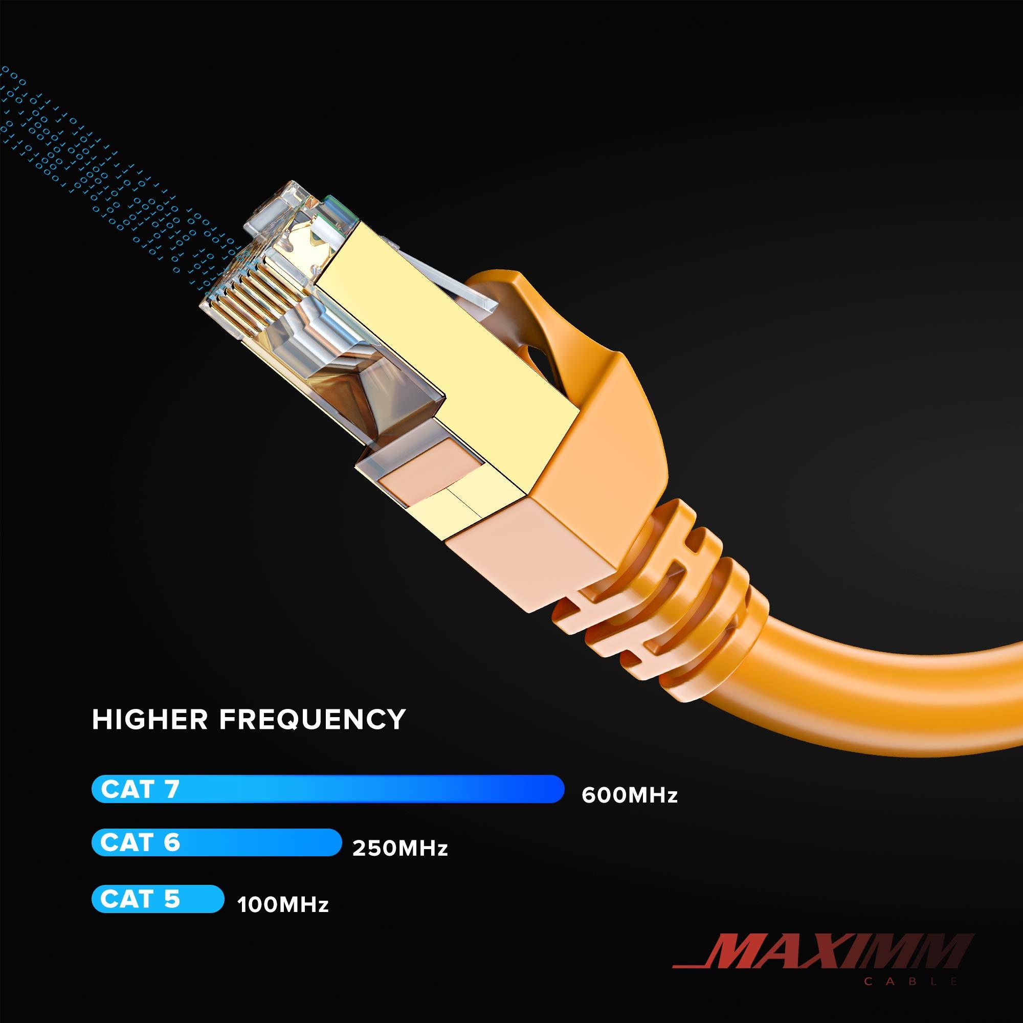 Maximm Cat 7 Ethernet Cable 20 ft - (2 Pack) High-Speed Cat7 Internet & Network LAN Patch Cables, RJ45 Connectors - Perfect for Gaming, Streaming, and More (Orange)