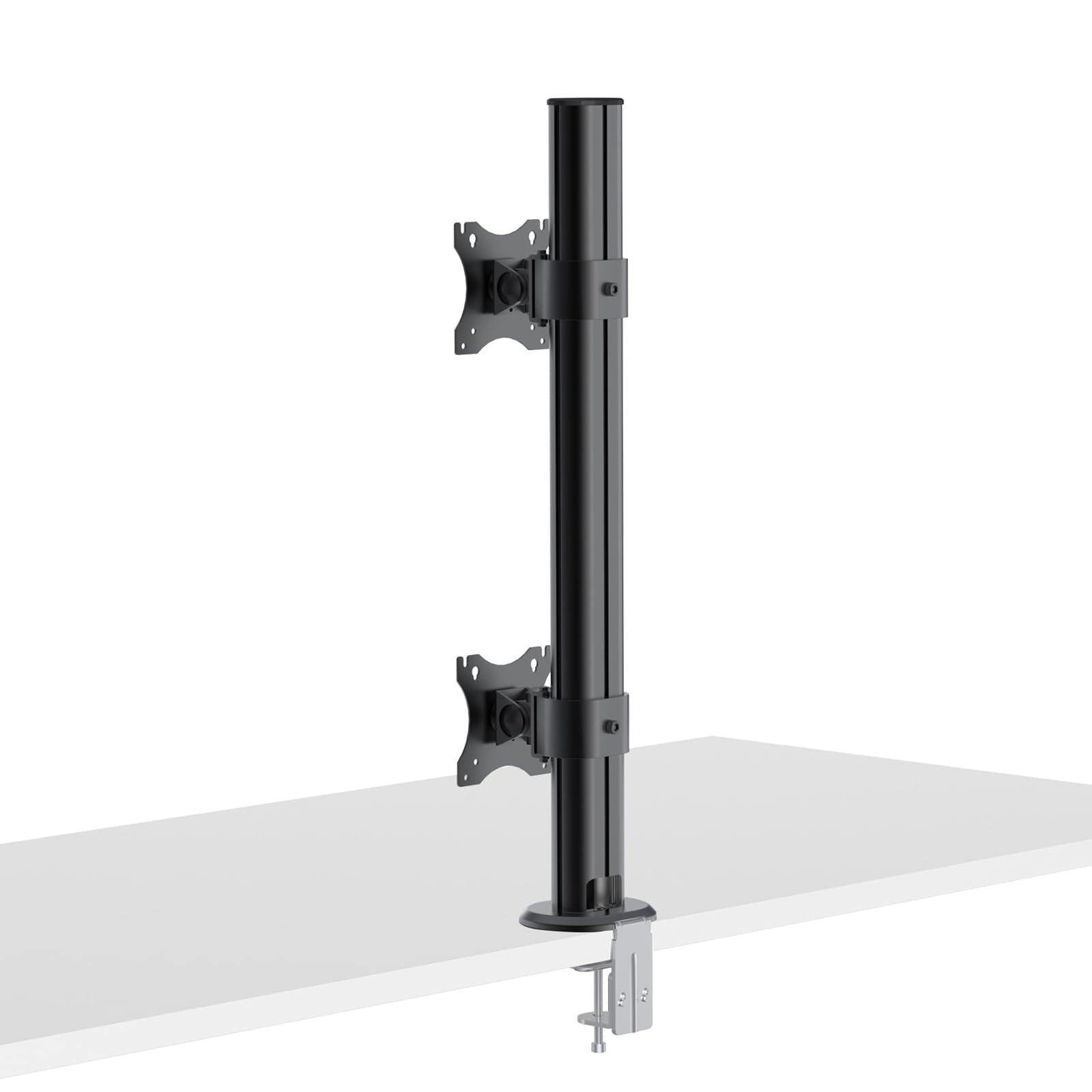 BEWISER BEWISER Dual Monitor Stand Desk Mount- Vertical Heavy Duty Monitor Riser Fits Two 17 to 49 Inch Screen with Swivel, Tilt, Height Adjustable,weight capacity up to 33 lbsBL200-B