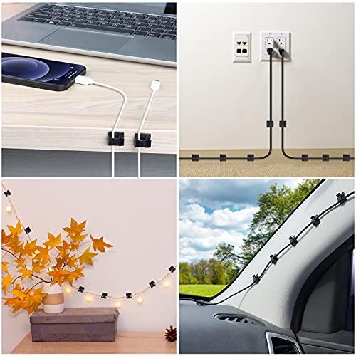 TidyHelper 60 PCS Adhesive Cable Clips, Upgraded Wall Wire Clips for Cable Management, Strong Cord Clips Wire Holders for The Wall, Under Desk, Christmas Lights, Car, Dash Cam, Ethernet, Electric Wires Small