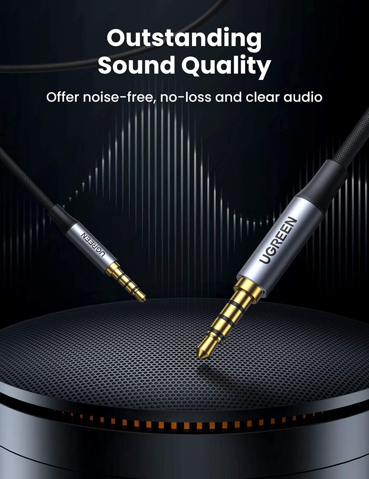 UGREEN UGREEN USB Audio Adapter External Sound Card Bundle with 4-Pole 3.5mm Audio Cable 3FT