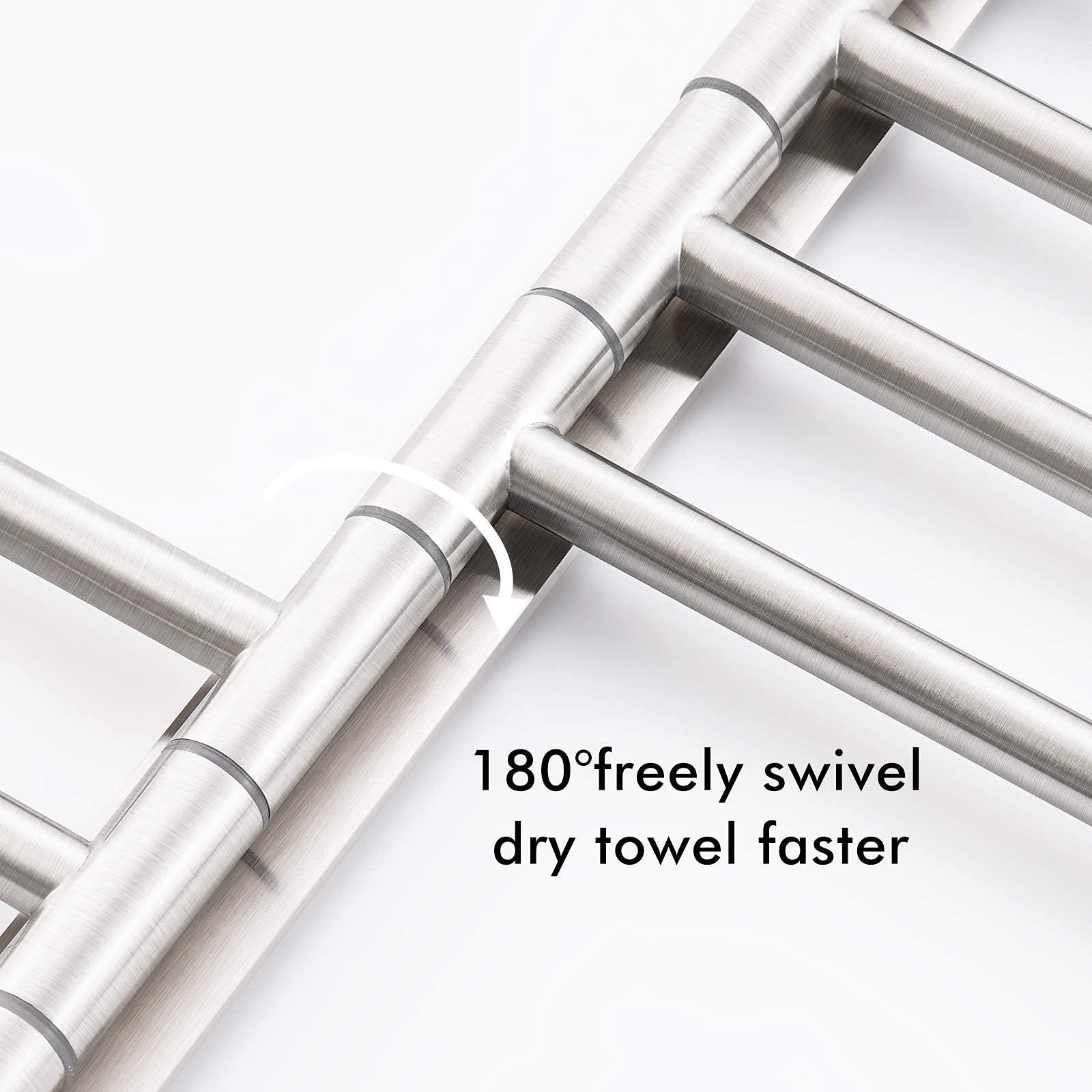 KES KES Swing Out Towel Bar, 6-Bar Folding Arm Swivel Hanger Bathroom Storage Organizer Wall Mount Rustproof 13 Inch SUS 304 Stainless Steel Brushed Finish, A2102S6-2