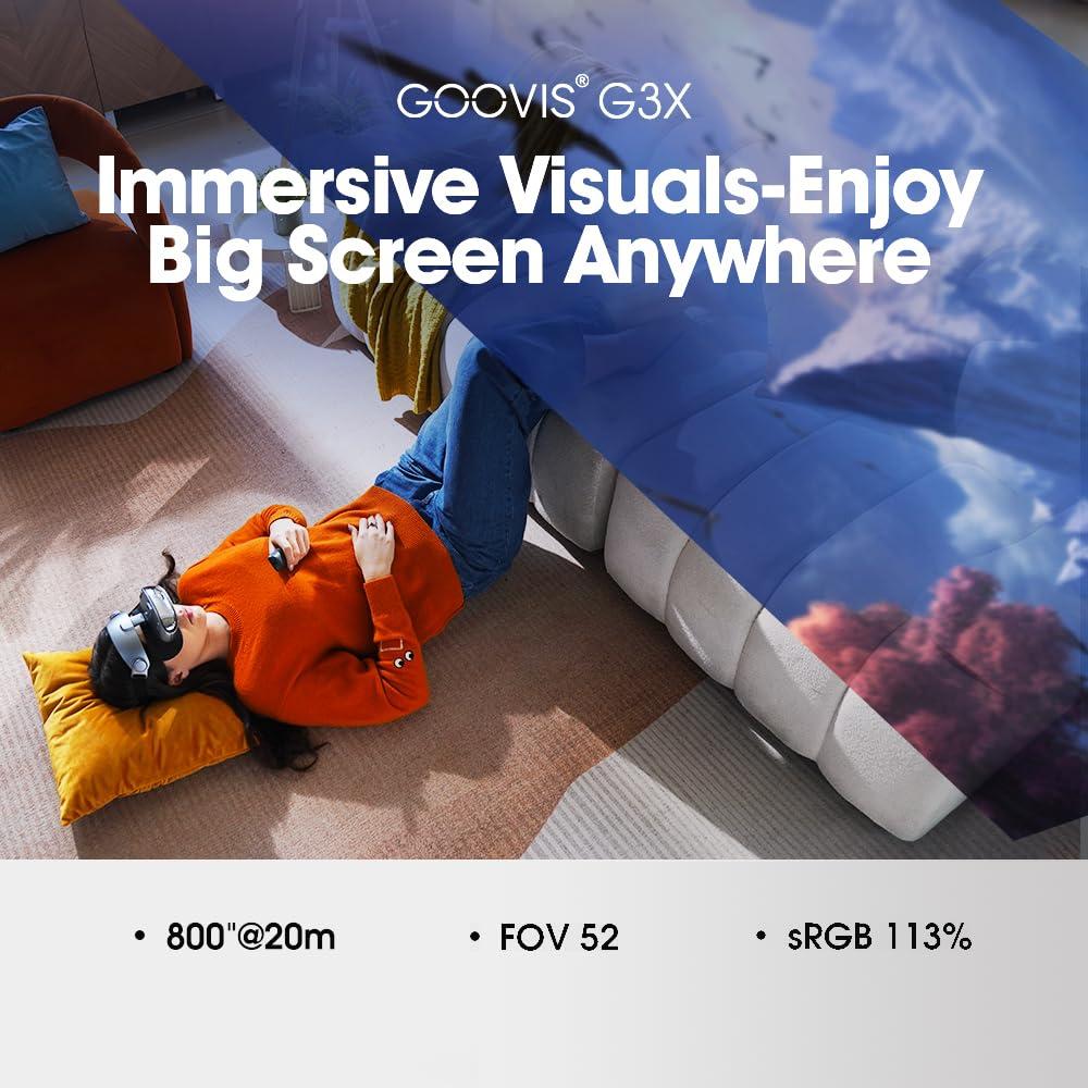 Goovis GOOVIS G3X 4K OLED Cinematic HMD Dual 2K Micro-OLED Screens, 42PPD aspheric Lenses, Compatible with Smartphone/pad/Notebook/PC/Xbox/Play Station 4/5/switch/ATV Dongle,Streaming Online Movies
