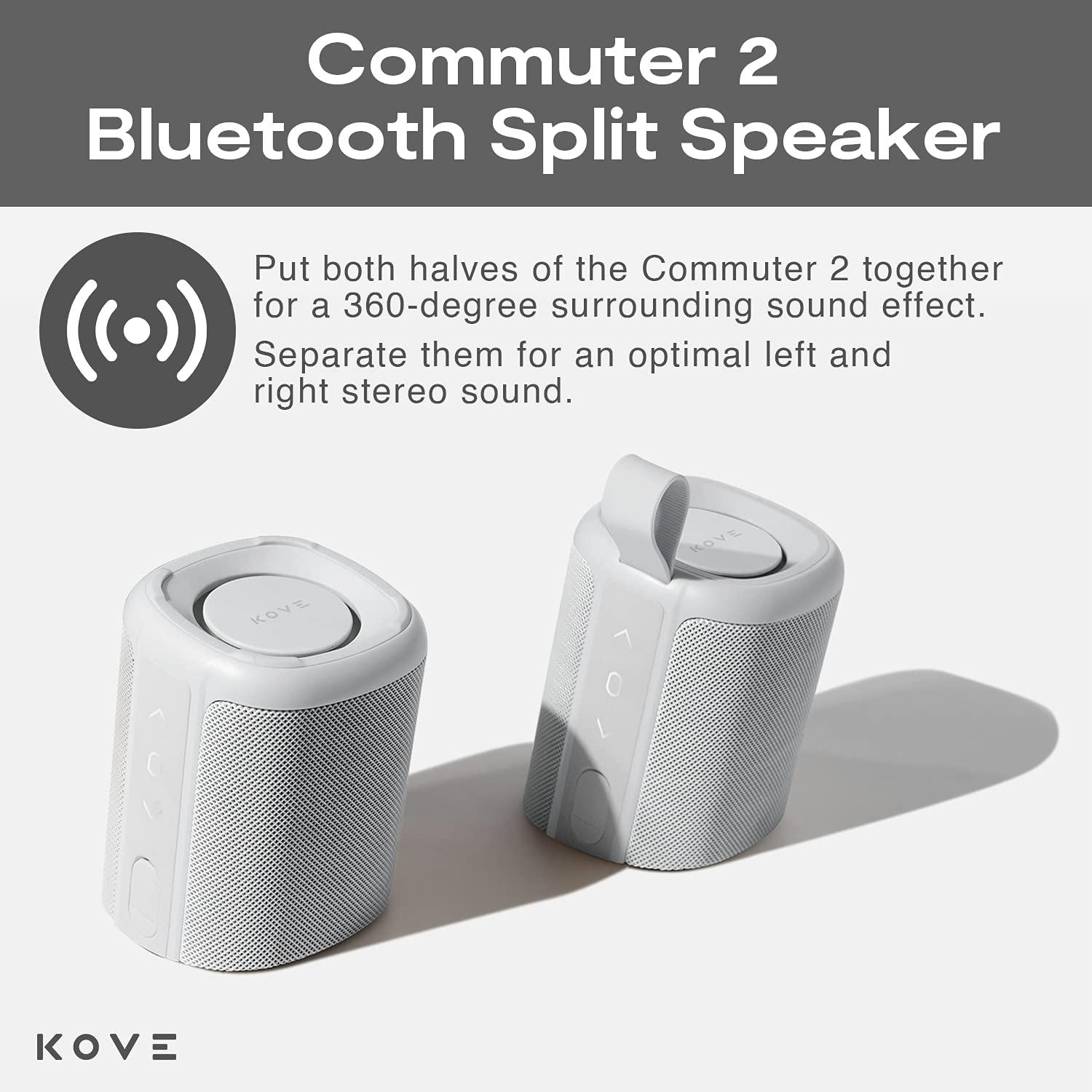 KOVE KOVE Commuter 2 Portable Speaker - Concrete Bluetooth Speakers, Wireless with HD Louder Volume, Deep Bass Subwoofer, Microphone, IPX7 Water Resistant - Perfect Boom Box for Home, Outdoor or Travel