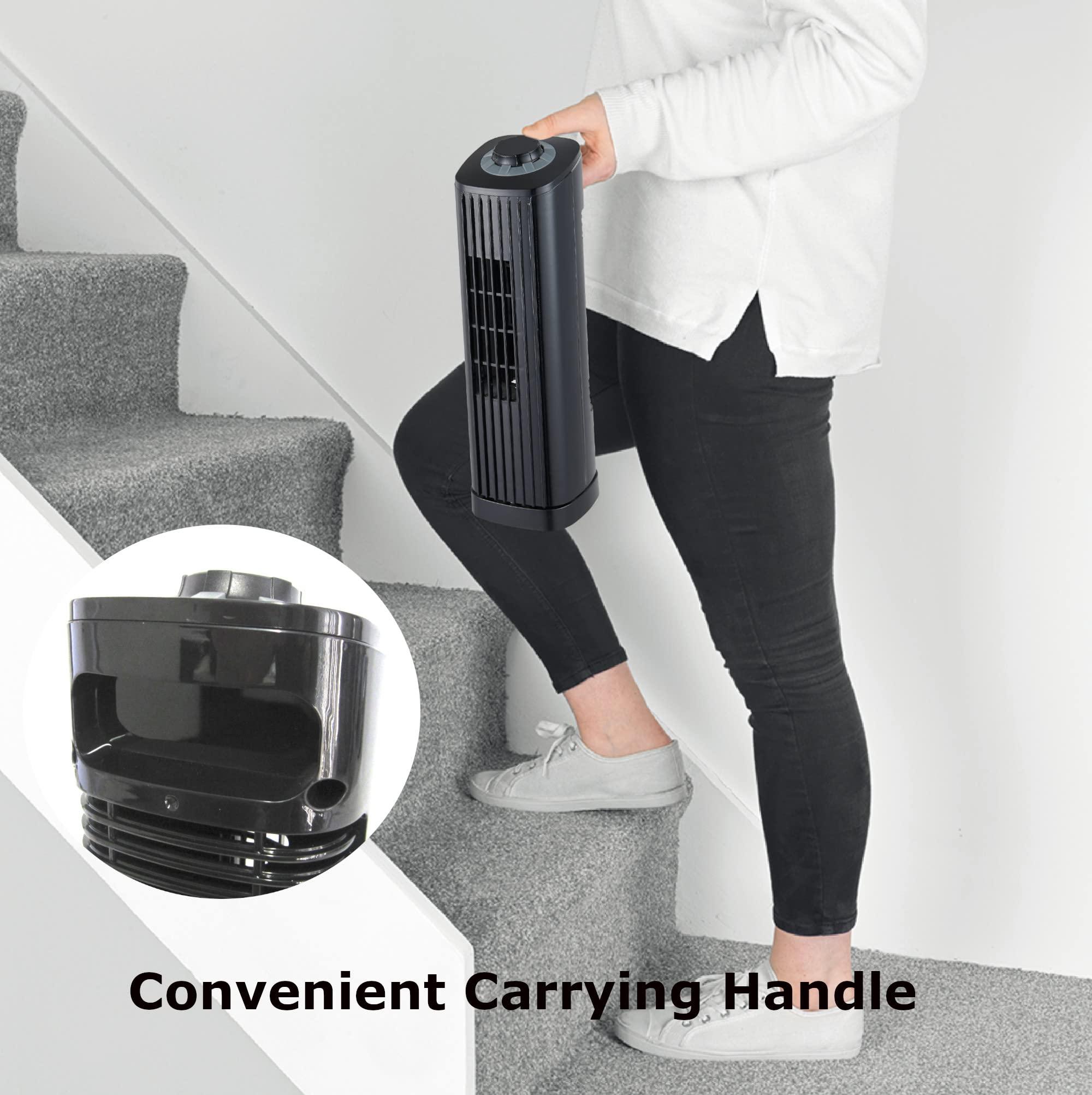 Optimus Optimus F-7348BK-F F-7348 3-Speed 50-Watt 14-in. Portable Ultra-Slim Desktop Oscillating Tower Fan (Black)