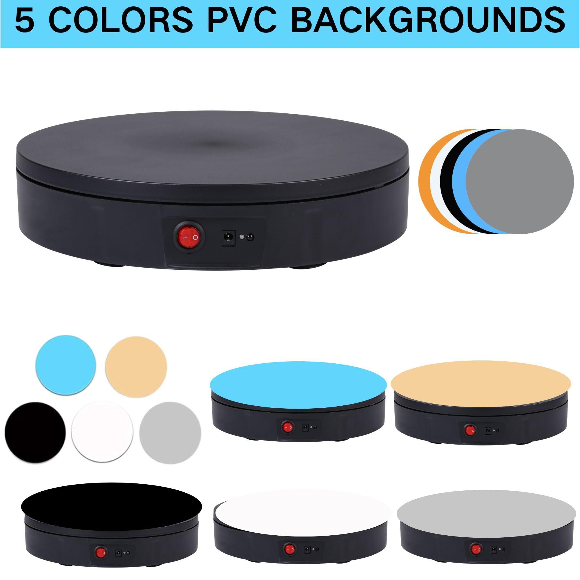 JAYEGT JAYEGT Motorized Rotating Display Stand ,360 Degree Electric Rotating Photography Turntable For Products DisplayVideo Show, Live ShowRemote Control+5 Colors Backgrounds (Black / 11.8inch / 265 Lbs Load / Rechargeable)