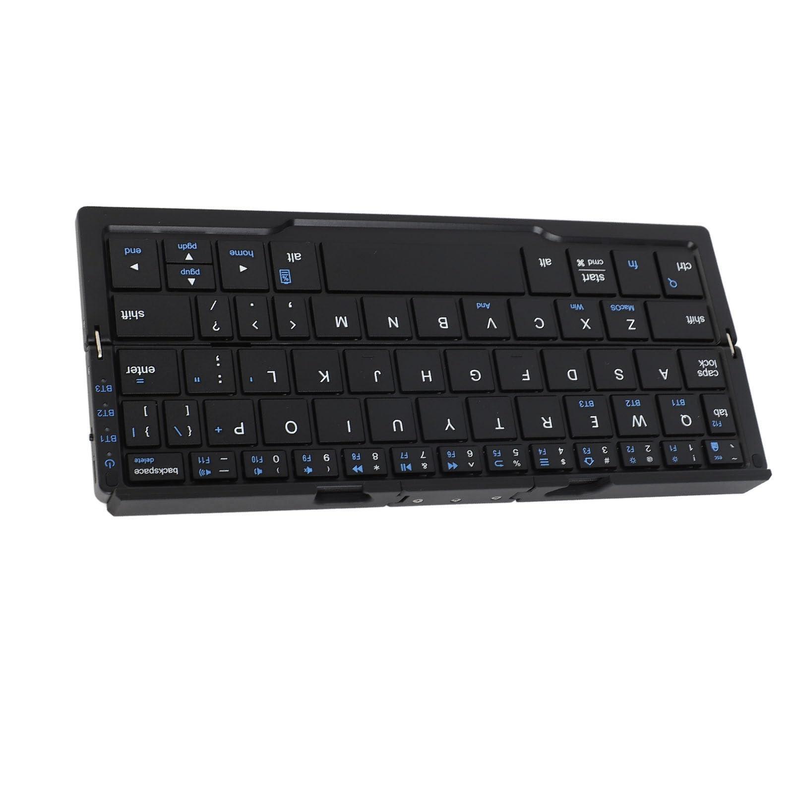 FOSA FOSA Folding Bluetooth Keyboard, Folding Keyboard, Portable Pocket Foldable Keyboard, Mini Foldable Keyboard Aluminum Alloy Housing for Tablets Phones (Black Gray)