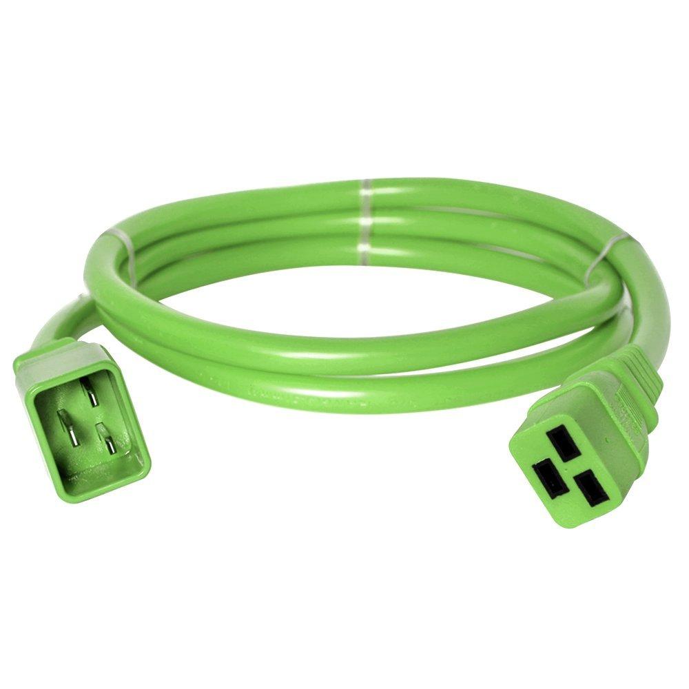 Iron Box IronBox Electric - Heavy-Duty C20 to C19 Power Cord - 20A/250V Rated, 12/3 SJT IEC 60320 Equipment to PDU Cable - Male End C20 Plug/Female End C19 Connector - UL Listed Cable -(Lime Green,6 Foot)