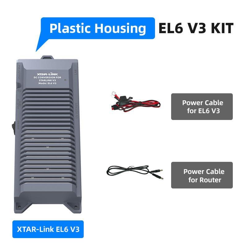 XTAR Starlink DC Conversion KT,XTAR EL6 V3 12V to 56V All-in-one DC Power Supply for Starlink Standard ACTUATED (Gen 3),Reduce Power Consumption (EL6 KT)