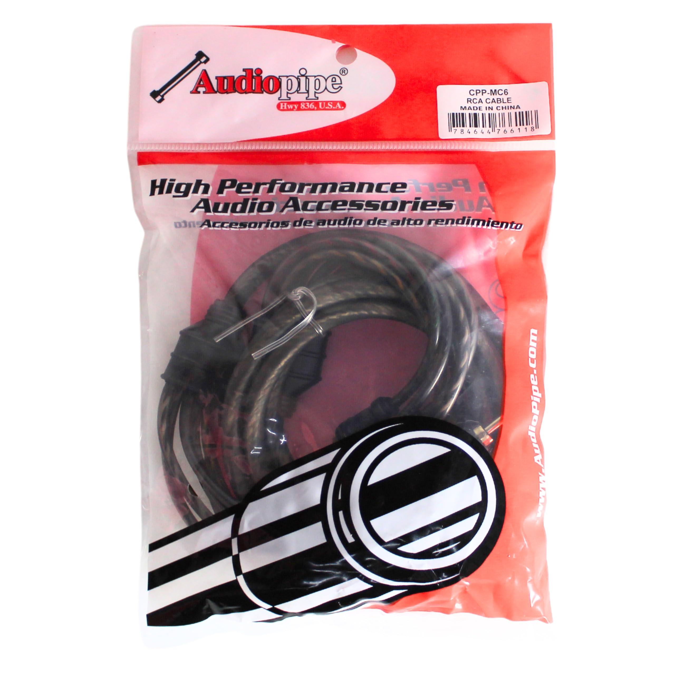 Audiopipe Audiopipe CPPMC6 6ft Length - 6-channel Interconnect Cable For Car / Motorcycle Audio, Frost Gray