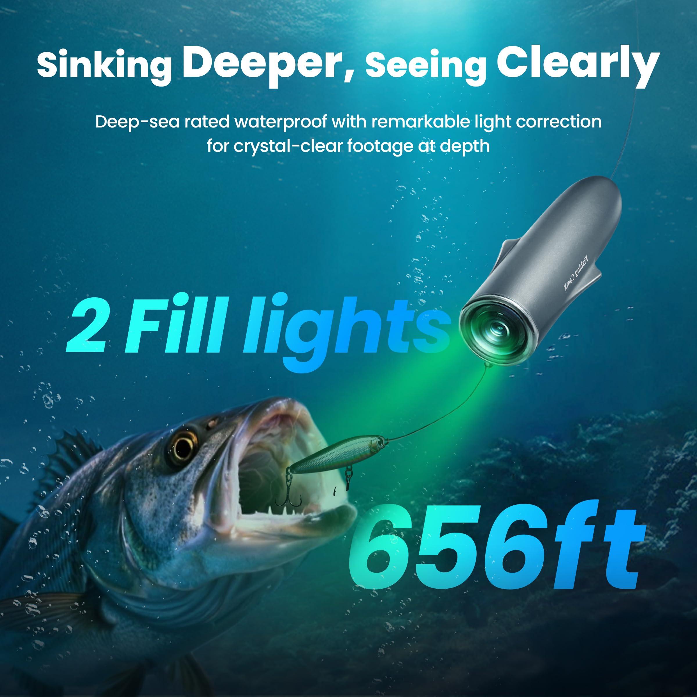 Chasing CanFish Fishing CamX Underwater Fishing Camera, HD 1080P &136Ultra-Wide-Angle,656FT ROV Waterproof/Motion Sensing/Segmented Intelligent Recording/Wireless Charge/App Compatible with iOS and Android