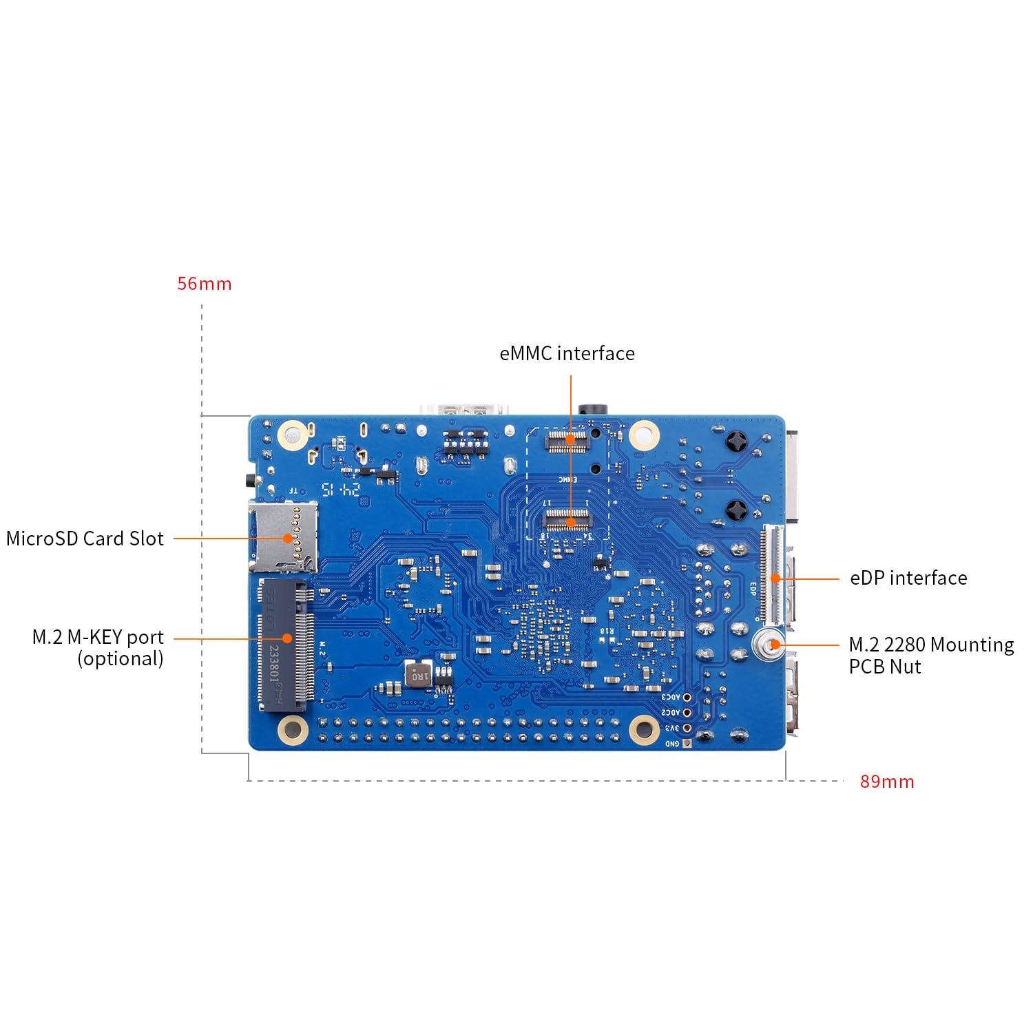 Orange Pi Orange Pi 3B 2GB LPDDR4/4X Rockchip RK3566 Quad-Core 64-Bit Single Board Computer with eMMC Socket, Support WiFi 5 and Bluetooth, Development Board Run Android/Ubuntu/Debian (Pi 3B 4GB+Power Supply)