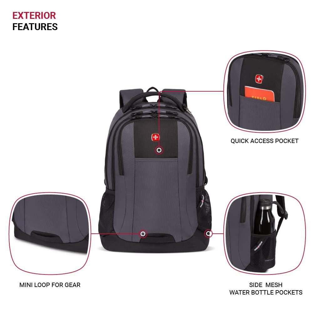 SwissGear SwissGear Cecil 5505 Laptop Backpack, Dark Grey/Black, 18-Inch