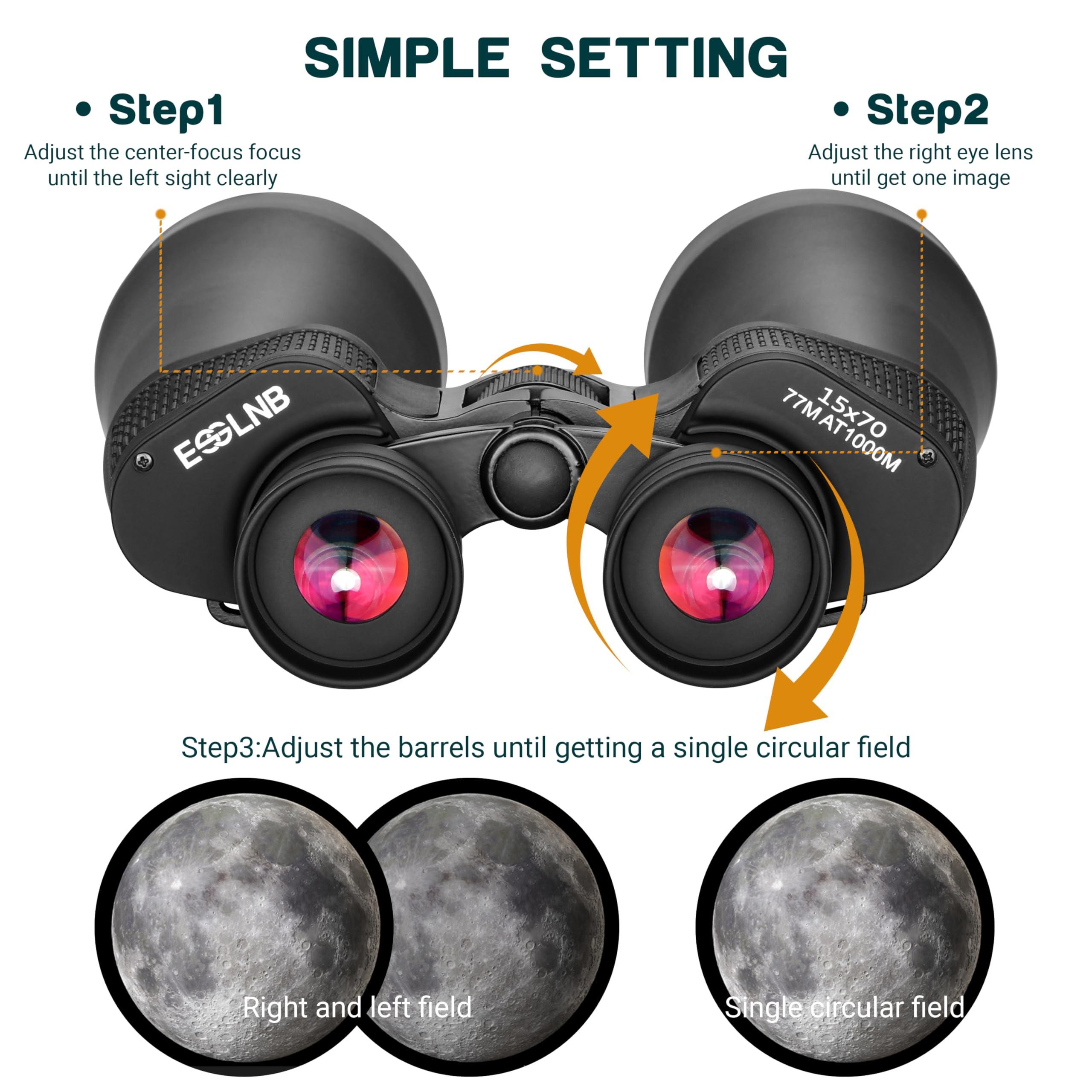 ESSLNB ESSLNB Giant Binoculars Astronomy 15X70 with Phone Adapter Tripod Adapter and Carrying Bag FMC Waterproof Binoculars for Adults Kids