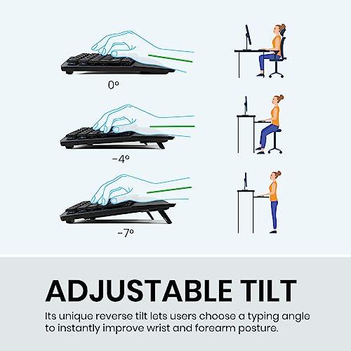 Perixx Perixx PERIBOARD-835BL Wireless Ergonomic Mechanical Keyboard - RGB Backlit - Low-Profile Blue Clicky Switches - Multi-Device Connection - Compatible with Windows and Mac OS X - US English