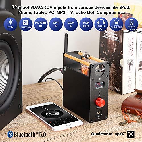 AIYIMA AIYIMA T8 6N3 Digital Tube Preamplifier Bluetooth 5.0 Hi-Fi Headphone Preamp Decoder Preamp PC-USB DAC APTX for Home Wireless Receiver Audio Stereo Amplifier + with Remote Control