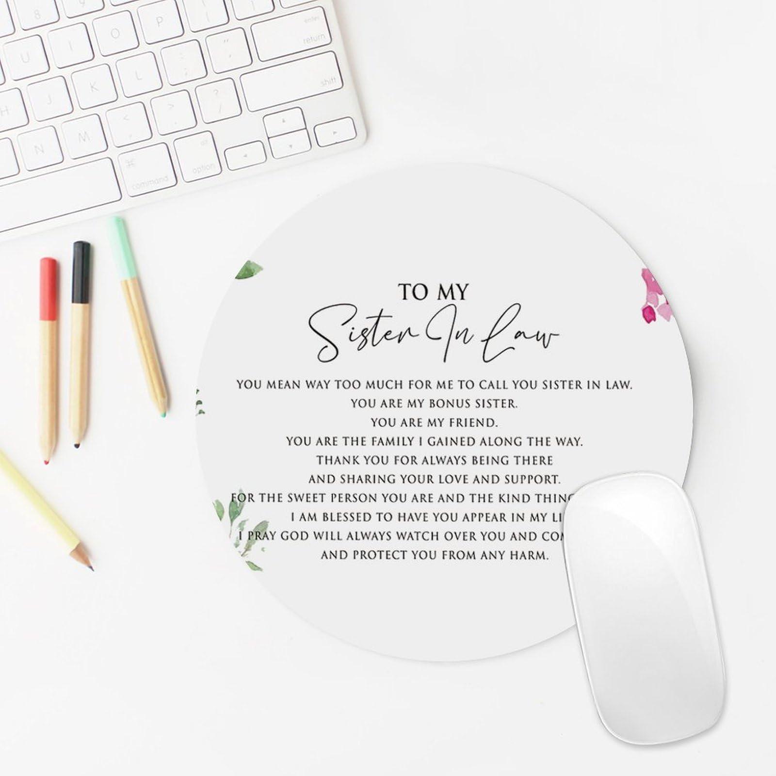 Paskond Paskond Sister in Law Gifts Sister Gifts Sisters Gifts from Sister Inspirational Thank You Birthday Gifts Watercolor Flower Internet bar Desk mat for Desktop Round Mouse Pad Decor for Sister 88 inch