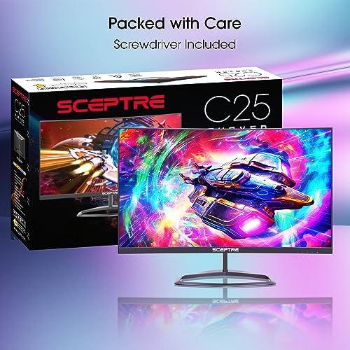 Sceptre Sceptre Curved 24.5-inch Gaming Monitor up to 240Hz 1080p R1500 1ms DisplayPort x2 HDMI x2 Blue Light Shift Build-in Speakers, Machine Black 2023 (C255B-FWT240)