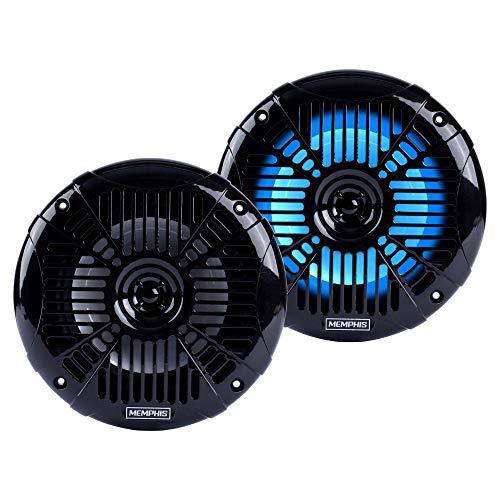 Memphis Audio Memphis Audio LED Marine Speaker Pack: 3 Pairs of MXA602SLB 6.5" Marine Grade Coaxial Speakers, Black with Blue LED