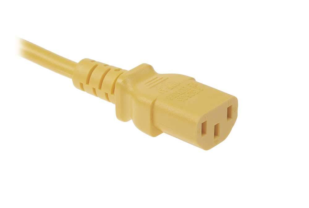 SF Cable SF Cable 6ft Standard Computer Power Cord NEMA 5-15P to IEC 320 C13-18 AWG Replacement AC Power Cable for PC or Monitor - 125V, 10A, Yellow