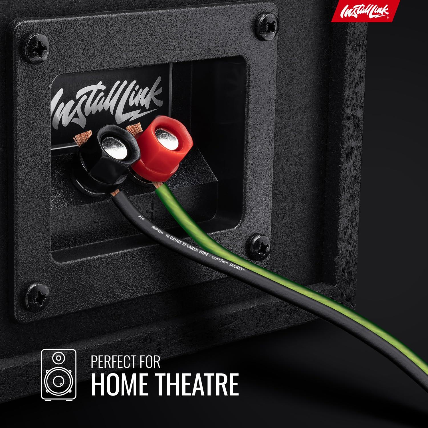 Install Link Install Link 16 AWG Gauge Speaker Wire Cable (30 Feet) Stereo, Car or Home Theater, CCA