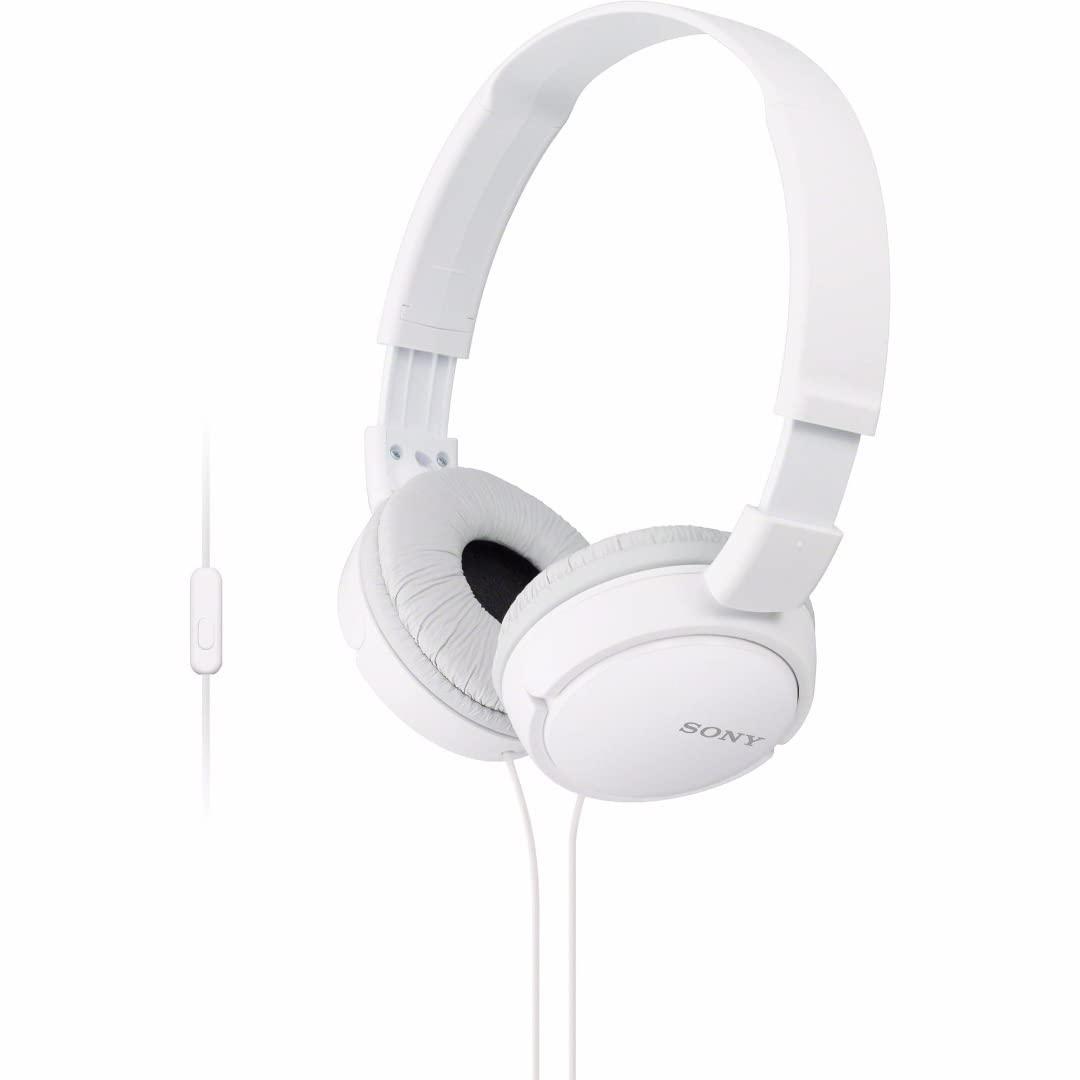 Sony Sony ZX Series Wired On-Ear Headphones with Mic, White MDR-ZX110AP