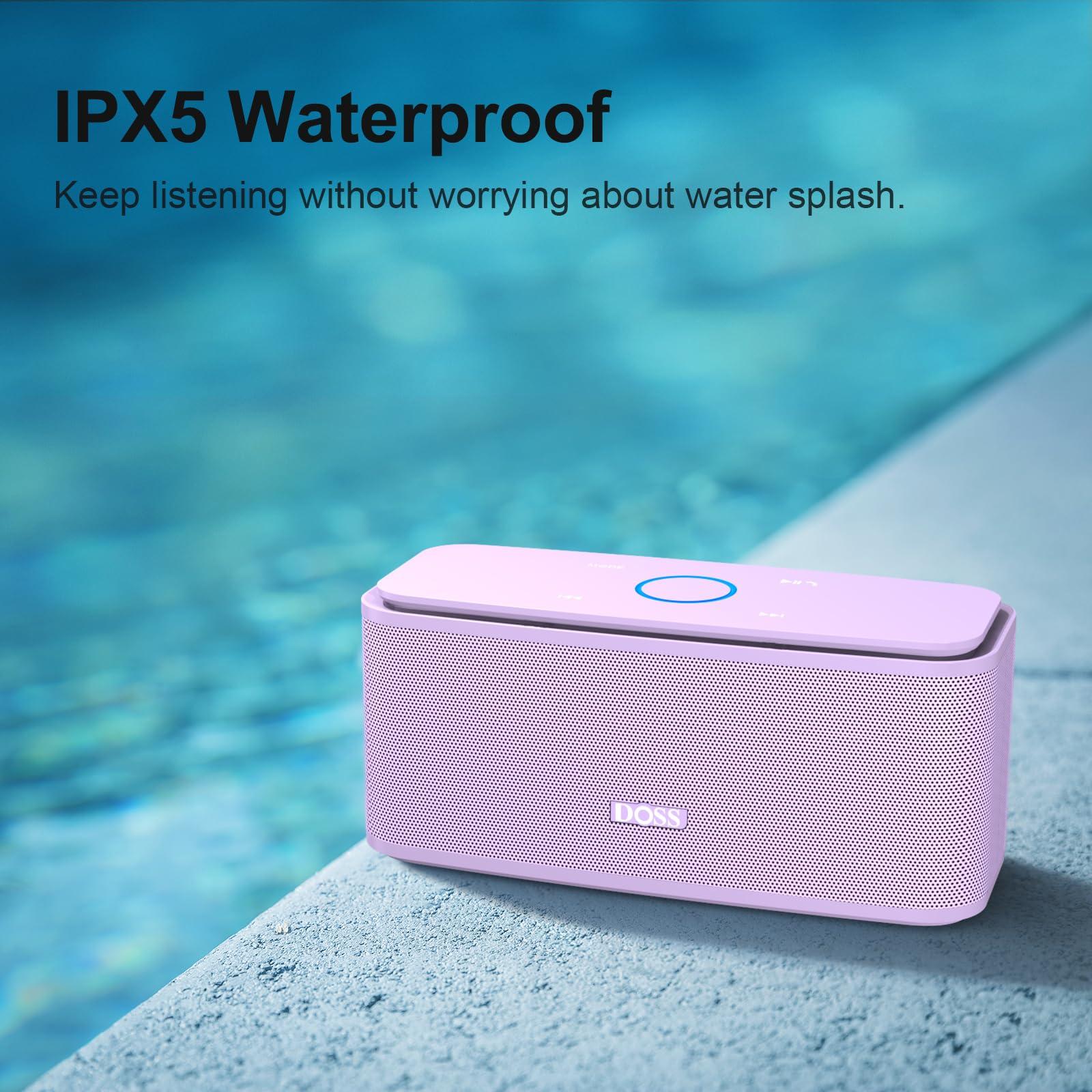 DOSS DOSS SoundBox Touch Wireless Bluetooth Speaker with 12W HD Sound and Bass, IPX5 Water-Resistant, 20H Playtime, Handsfree, Portable for Office, Home, Outdoor, Travel-Purple