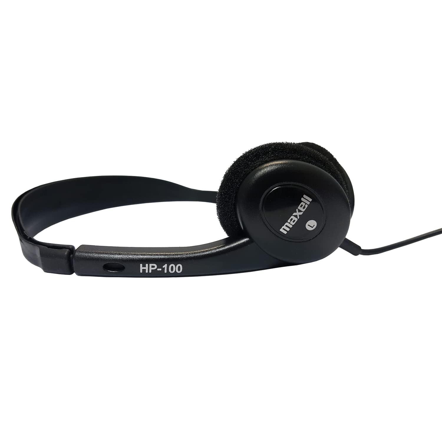 Maxell Maxell HP-100 On-Ear Headphones with Microphone, Black