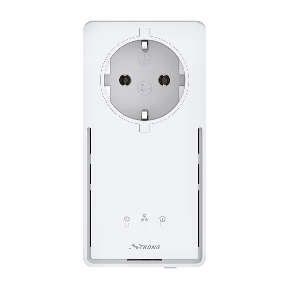 Strong STRONG Powerline 2000 Kit Network Adapter (up to 2000 Mbit Duo/S, Integrated Socket, Fast Ethernet LAN, Powerlan) White POWERL2000DUOEU