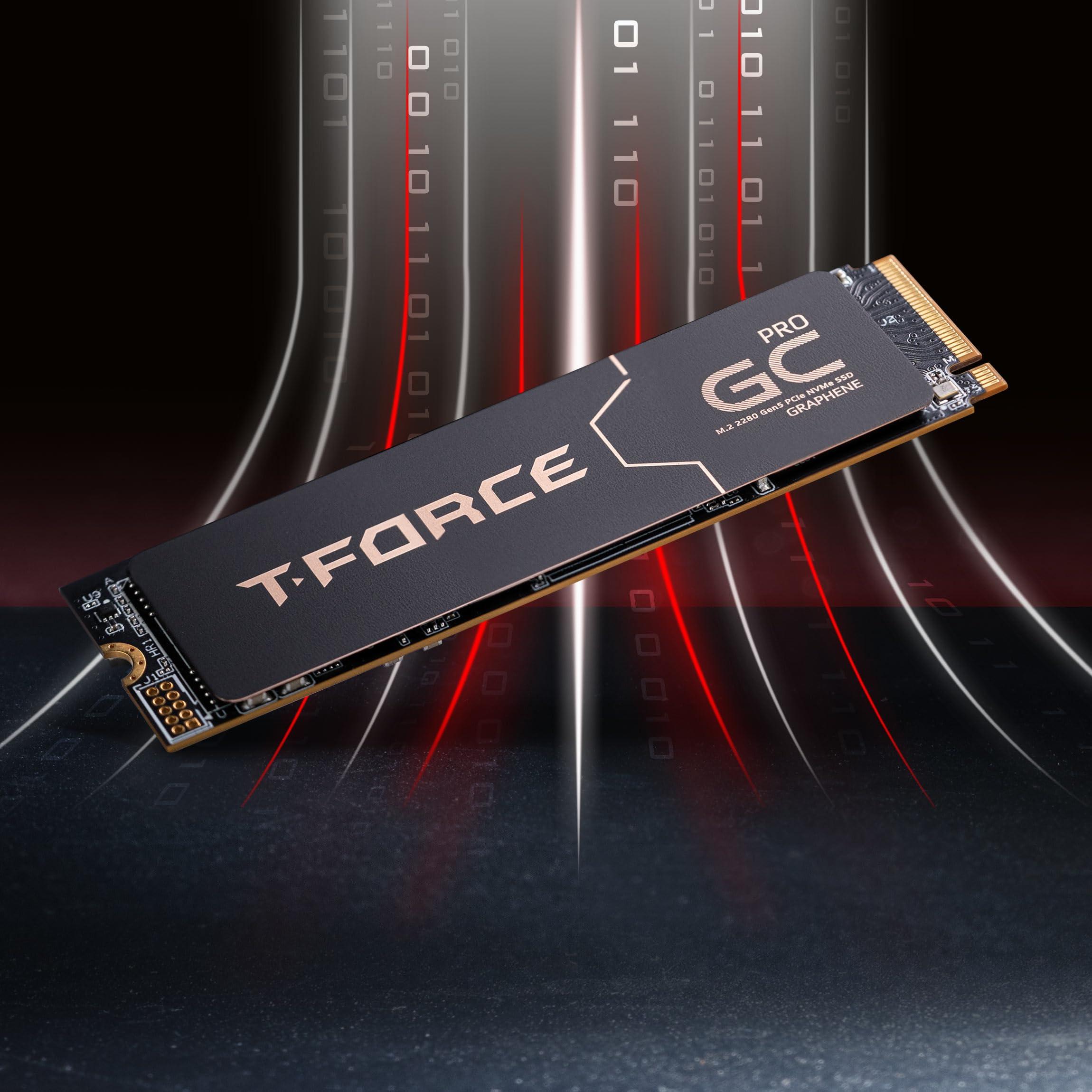 TEAMGROUP TEAMGROUP T-Force GC PRO 4TB Graphene Heatsink DRAM SLC Cache 3D TLC NAND NVMe InnoGrit PCIe Gen5x4 M.2 2280 Gaming Internal SSD Read/Write 12500/11000 MB/s TM8FFL004T0C129