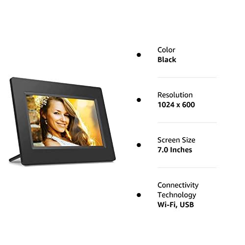 Aluratek Aluratek 7\" LCD WiFi Digital Photo Frame with Touchscreen and 8GB Built-in Memory, USB/SD/SDHC Supported, Built-in Clock, Calendar, Weather, Black