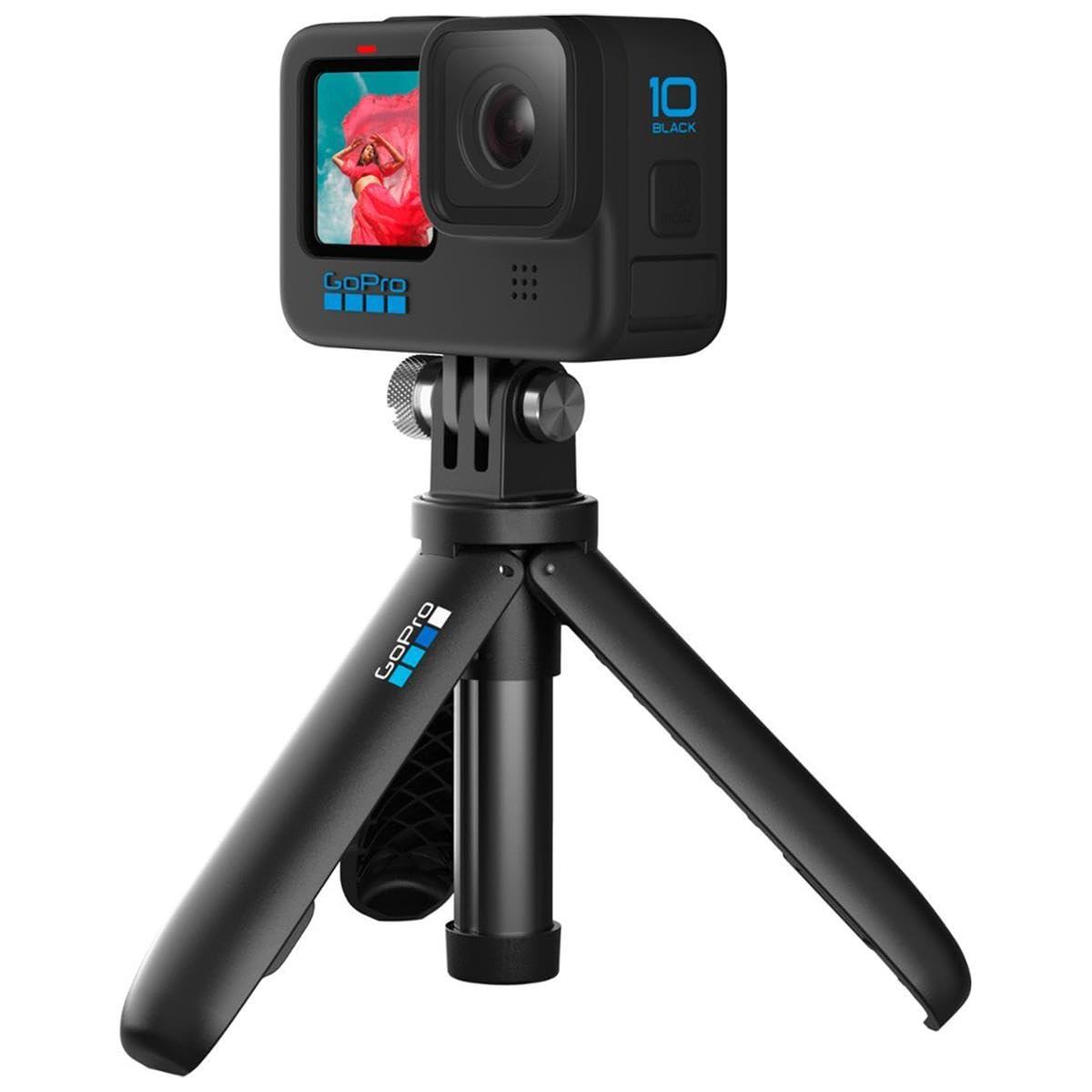 GoPro GoPro HERO10 Black Accessory Bundle - Includes HERO10 Camera, Shorty (Mini Extension Pole + Grip), Magnetic Swivel Clip, Rechargeable Batteries (2 Total), and Camera Case