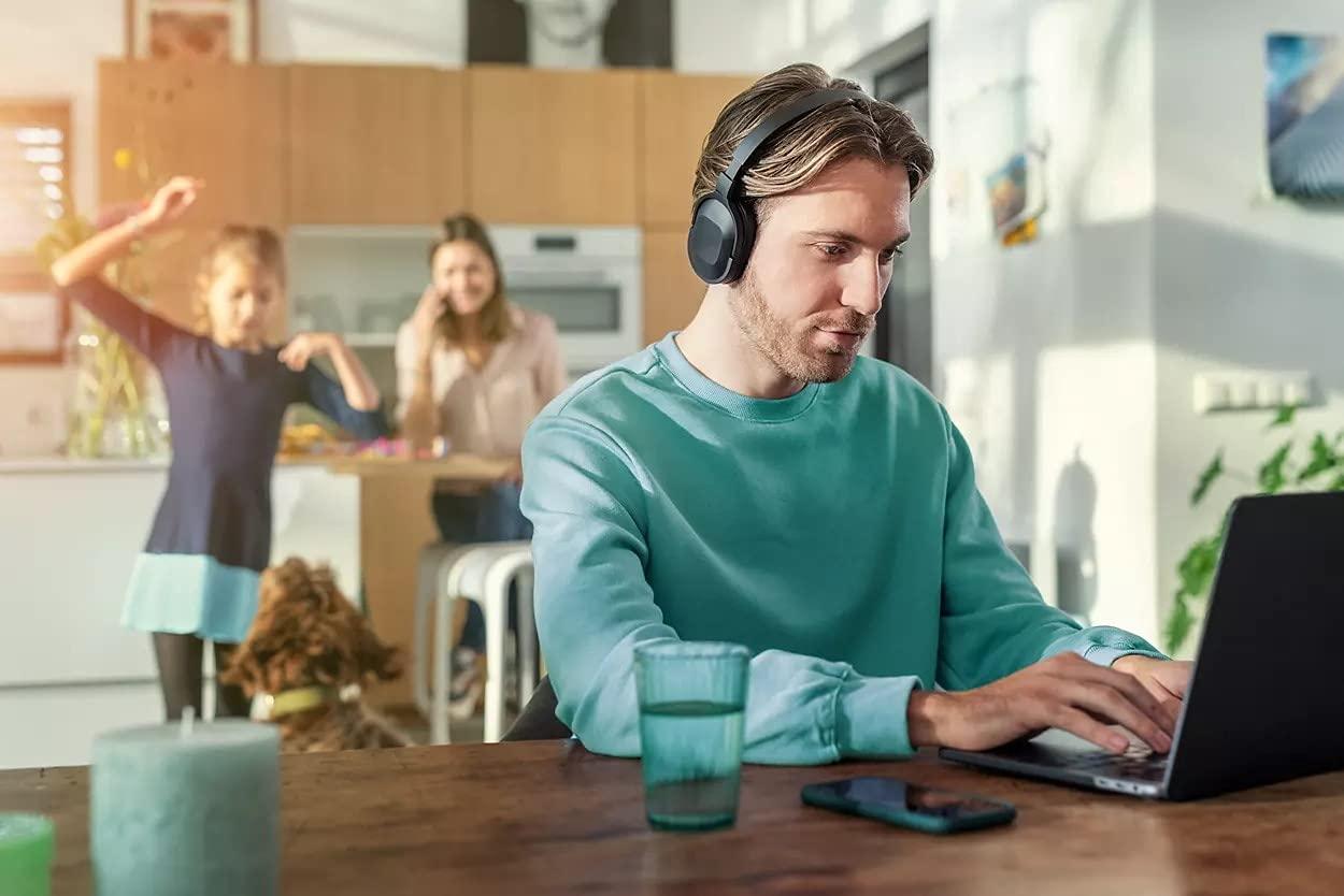 PHILIPS Philips Active Noise Cancelling Headphones Wireless Bluetooth Flat Folding Lightweight Over Ear Wireless Headphones w/Multipoint Bluetooth Connection 30h Playtime with Deep Bass