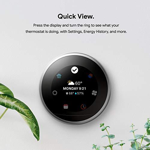 Google Google Nest Learning Thermostat - Programmable Smart Thermostat for Home - 3rd Generation Nest Thermostat - Works with Alexa - Copper