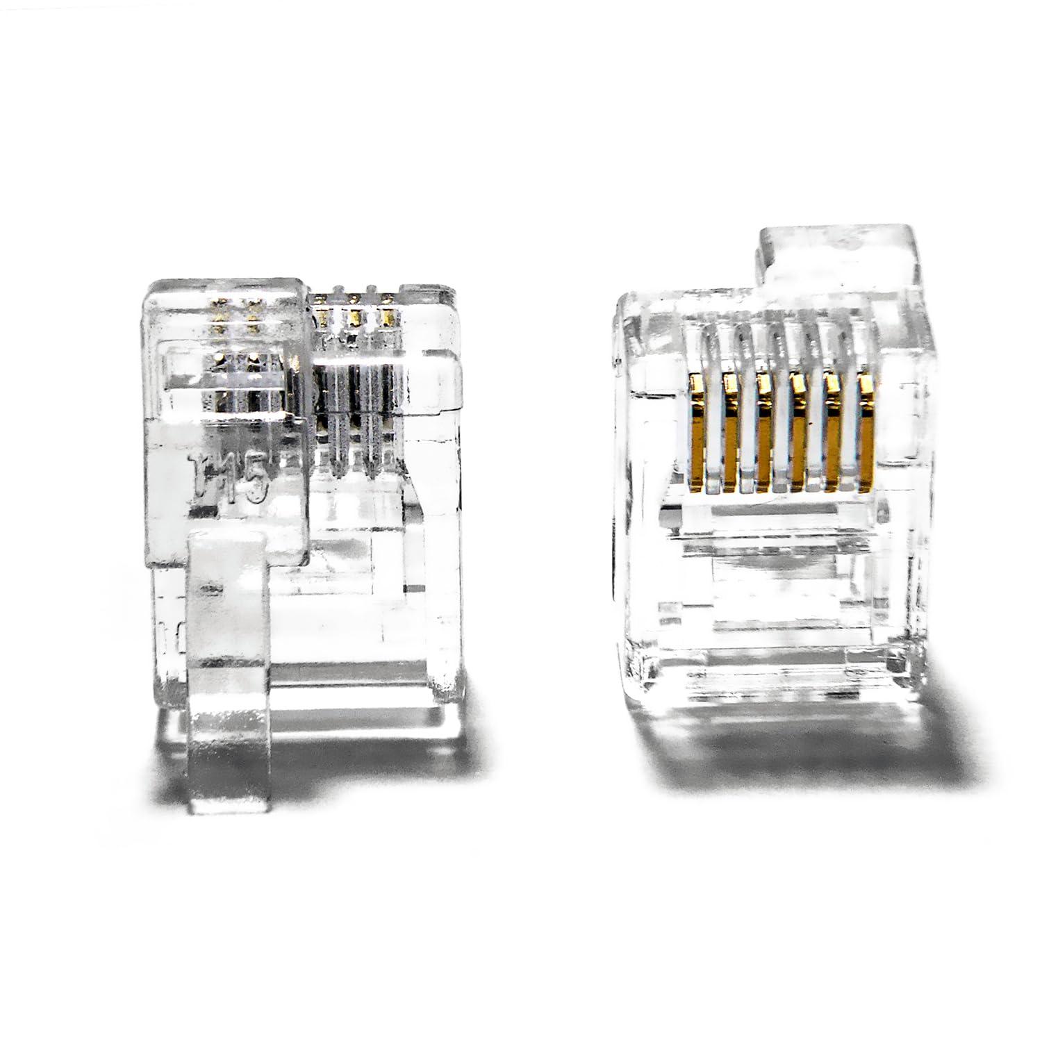 AmzDeals AmzDeals RJ12 DEC 6P6C Modular Plugs with Left Latch Offset Tab (12 Pack)