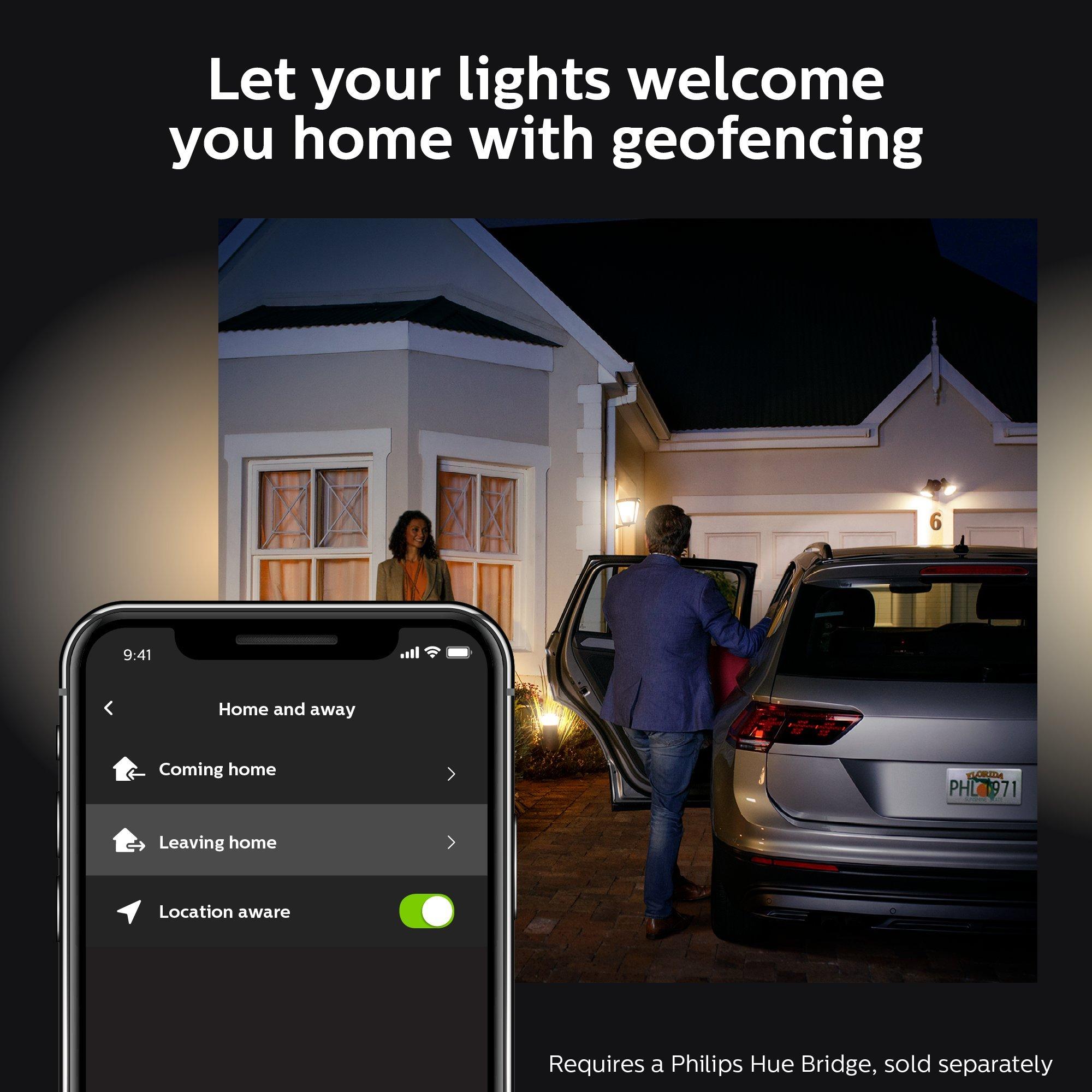 Philips Hue Philips Hue White Outdoor PAR38 13W Smart Bulbs Hub Required, 2 White PAR38 LED Smart Bulbs, Works with Alexa, Apple HomeKit and Google